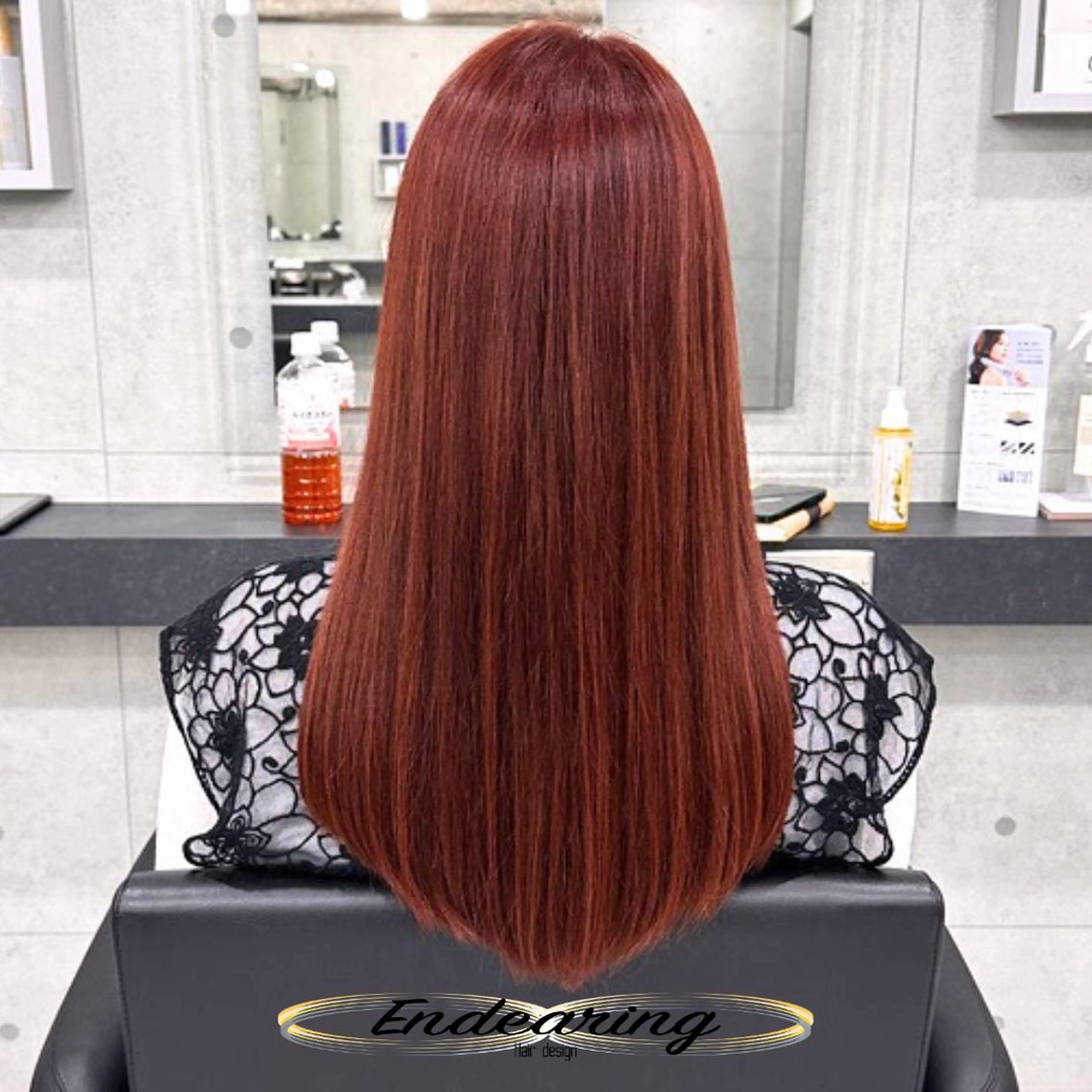 ロング カラー オレンジ オレンジピンク ピンクカラー ロング Endearing 銀座/レイヤーカットのヘアスタイル