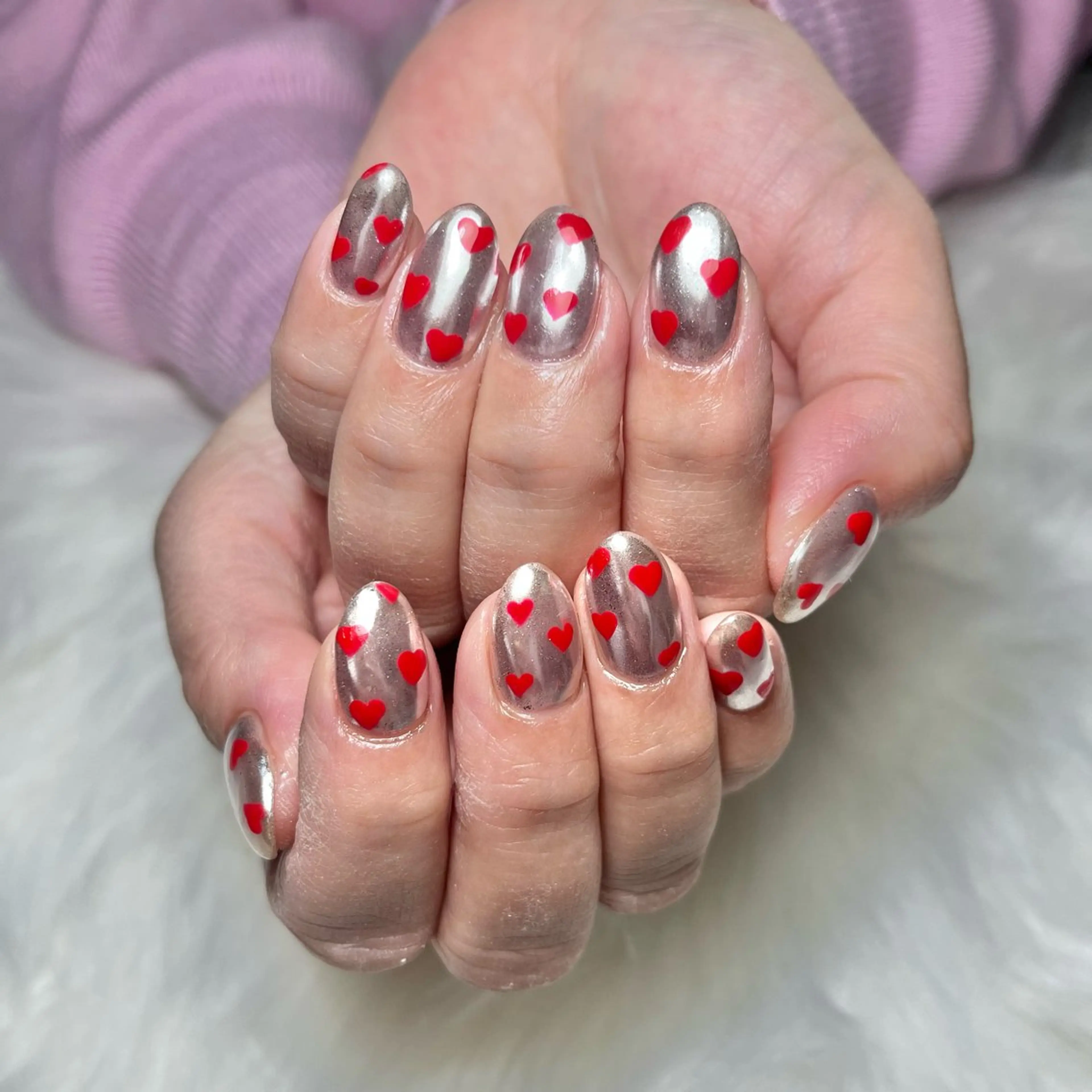 ネイル ミラーネイル バレンタイン muui -Nail-のネイルデザイン