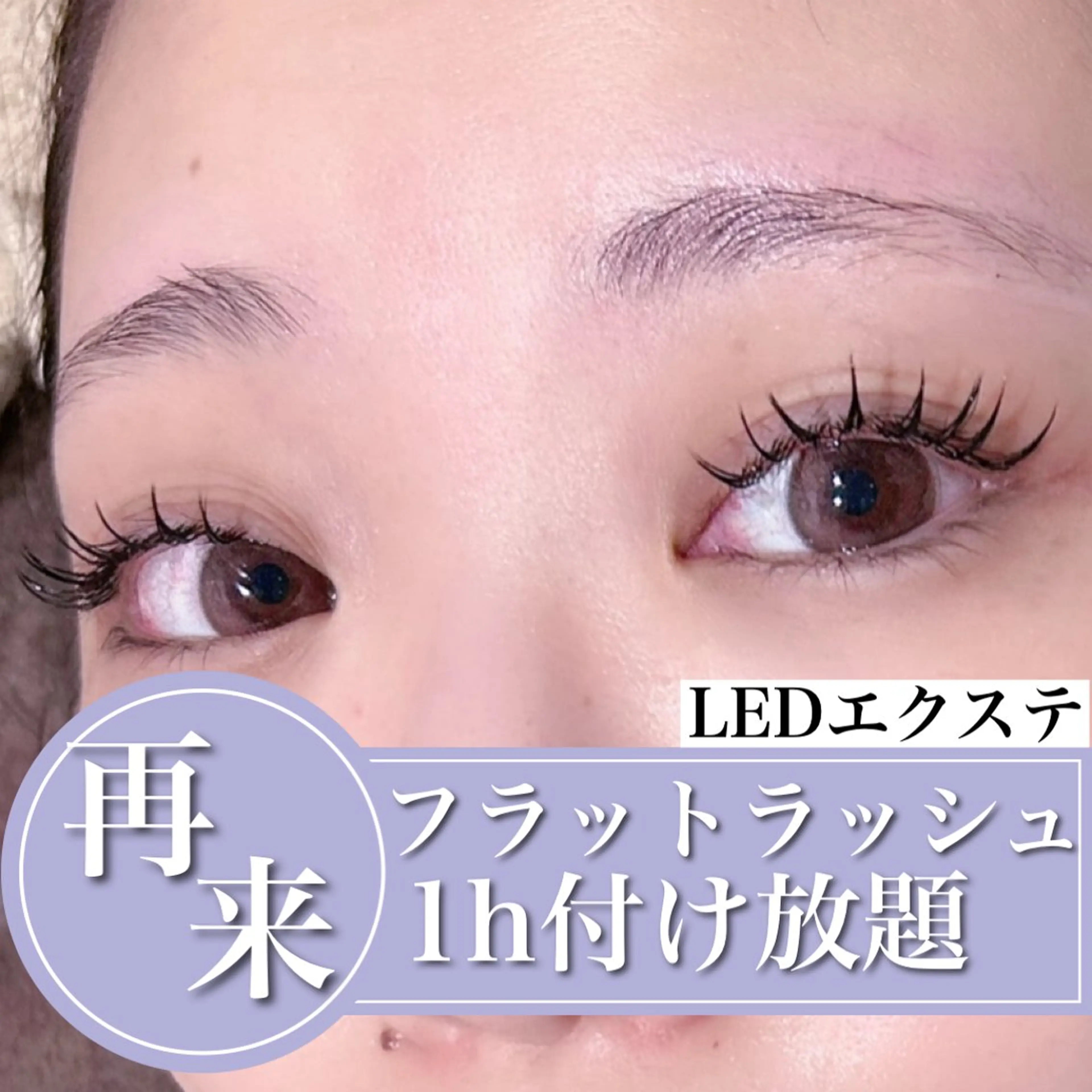 【再来】💡最新LEDエクステ💡フラットラッシュ マツエク 1時間付け放題（80~120本前後）【技術up練習モデル】の写真
