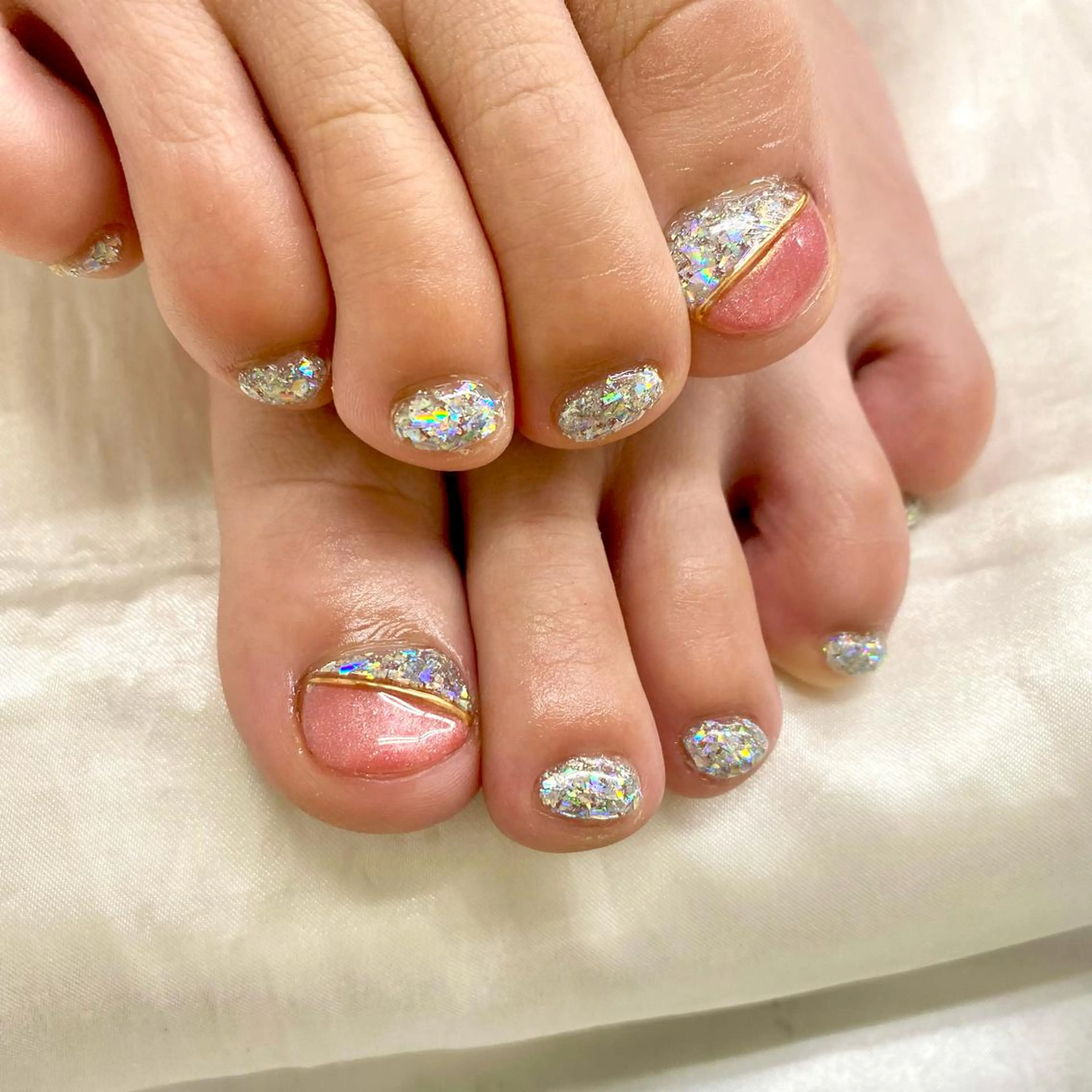 ネイル アニマル柄 オーロラネイル ブラウン 桜ネイル クリアネイル フットネイル B☆STELLA SUNAKAWAのネイルデザイン