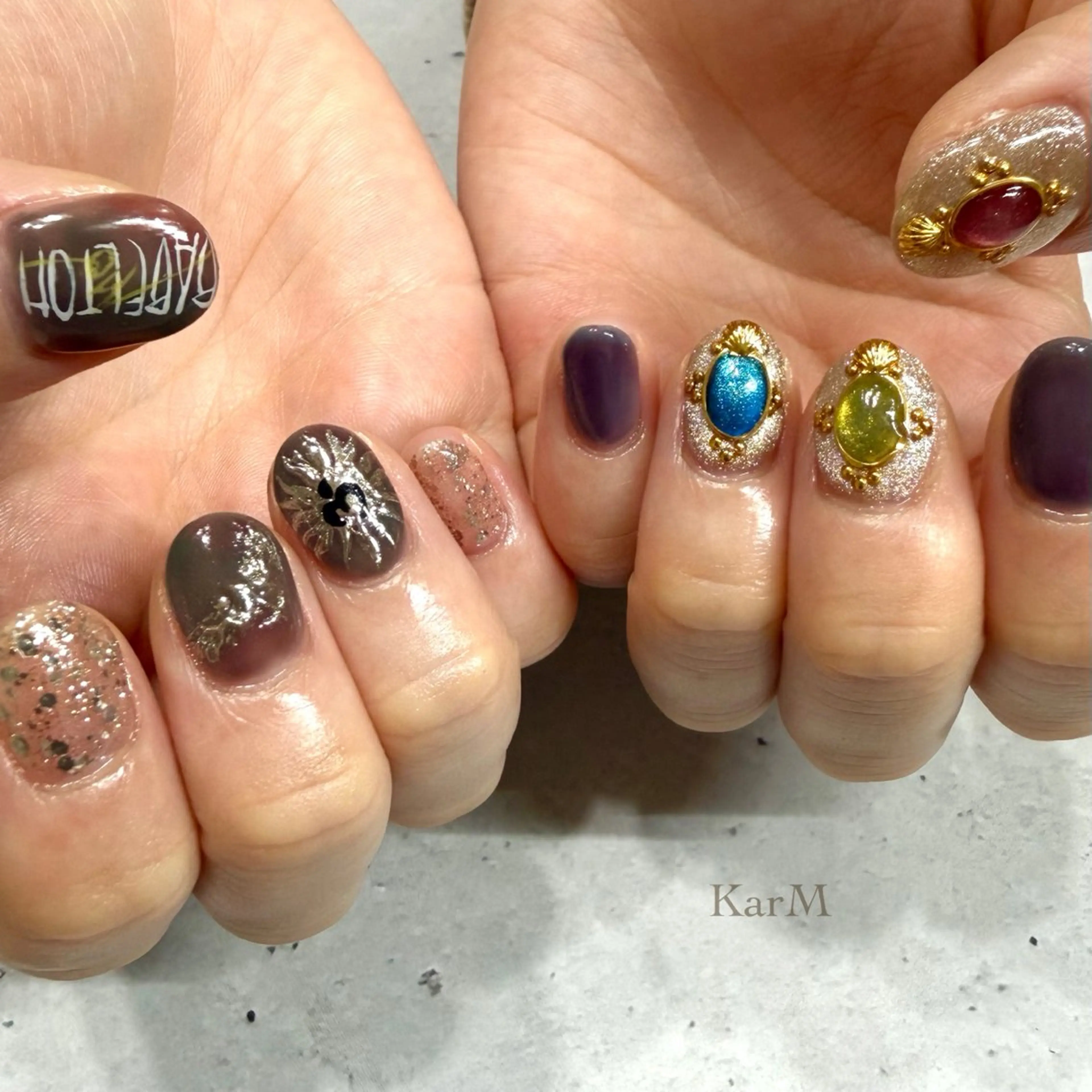 ネイル オーロラネイル チークネイル フラッシュネイル フレンチネイル グラデーション ハンドネイル ogino karinのネイルデザイン