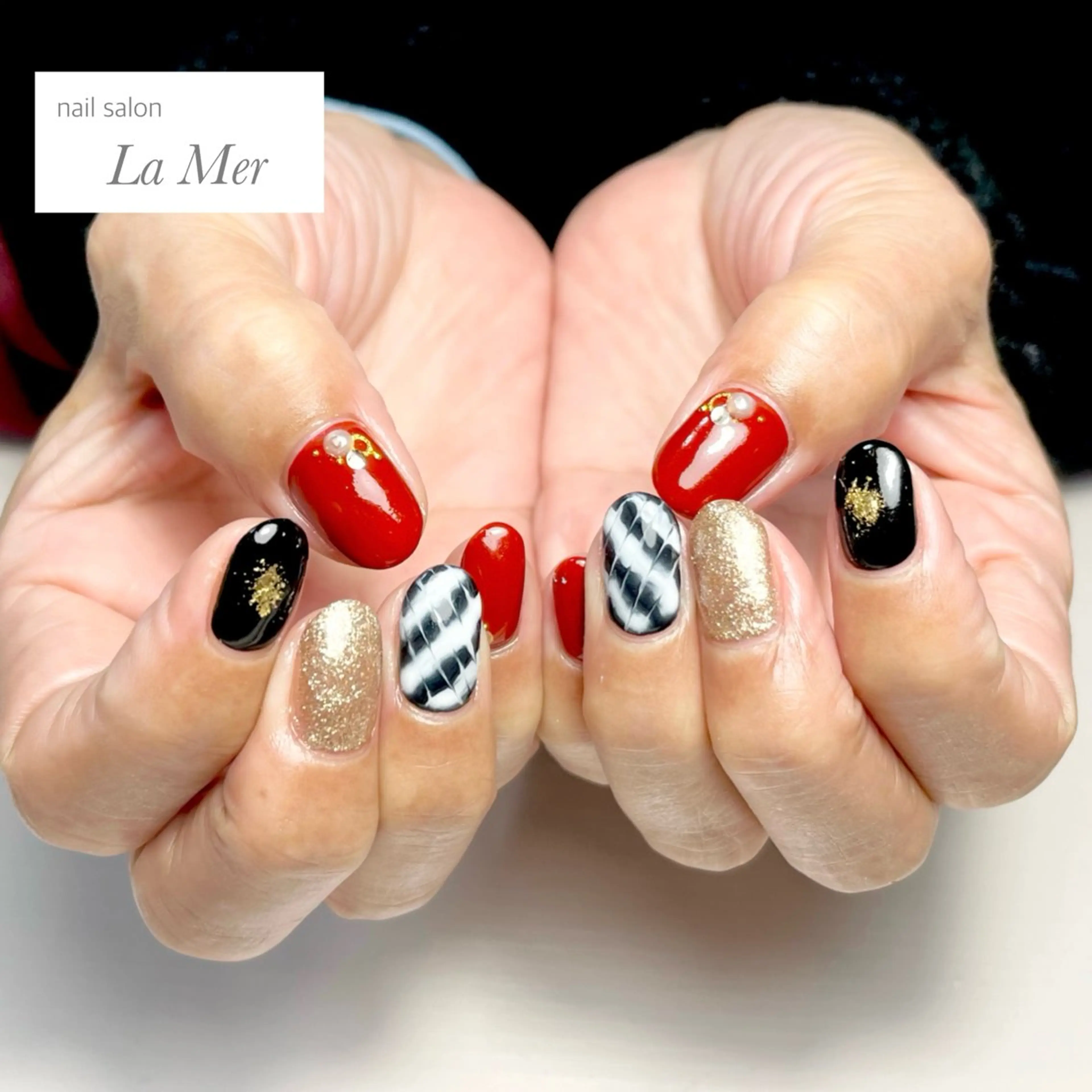 ネイル ボルドー ブラウン ピーコックネイル バレンタイン 冬ネイル ハンドネイル nailsalon La Merのネイルデザイン