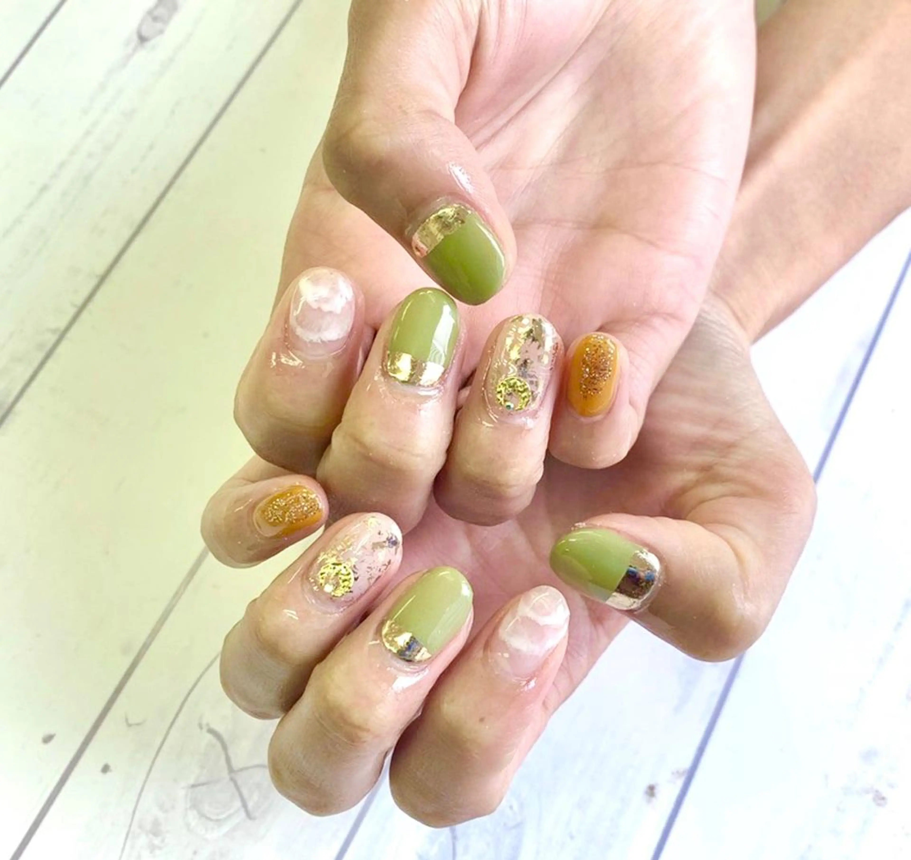 ネイル ニュアンスネイル ピスタチオネイル Dolce.Nail 柏店のネイルデザイン