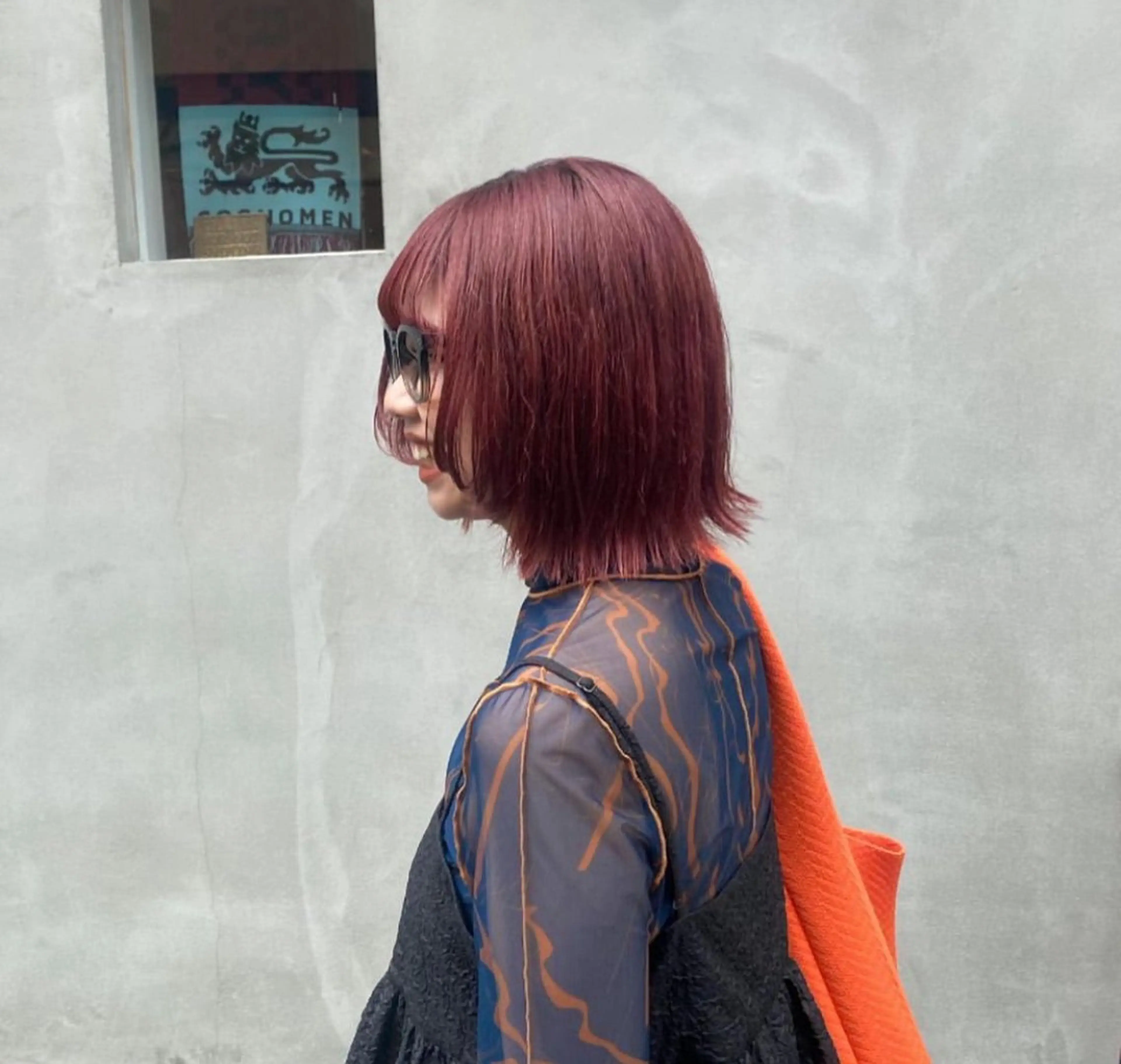 ミディアム カラー ブリーチ カシス オレンジ カット ヘアカラー 髪質改善🤍ボブ🤍 ARC＋代官山/りこのヘアスタイル