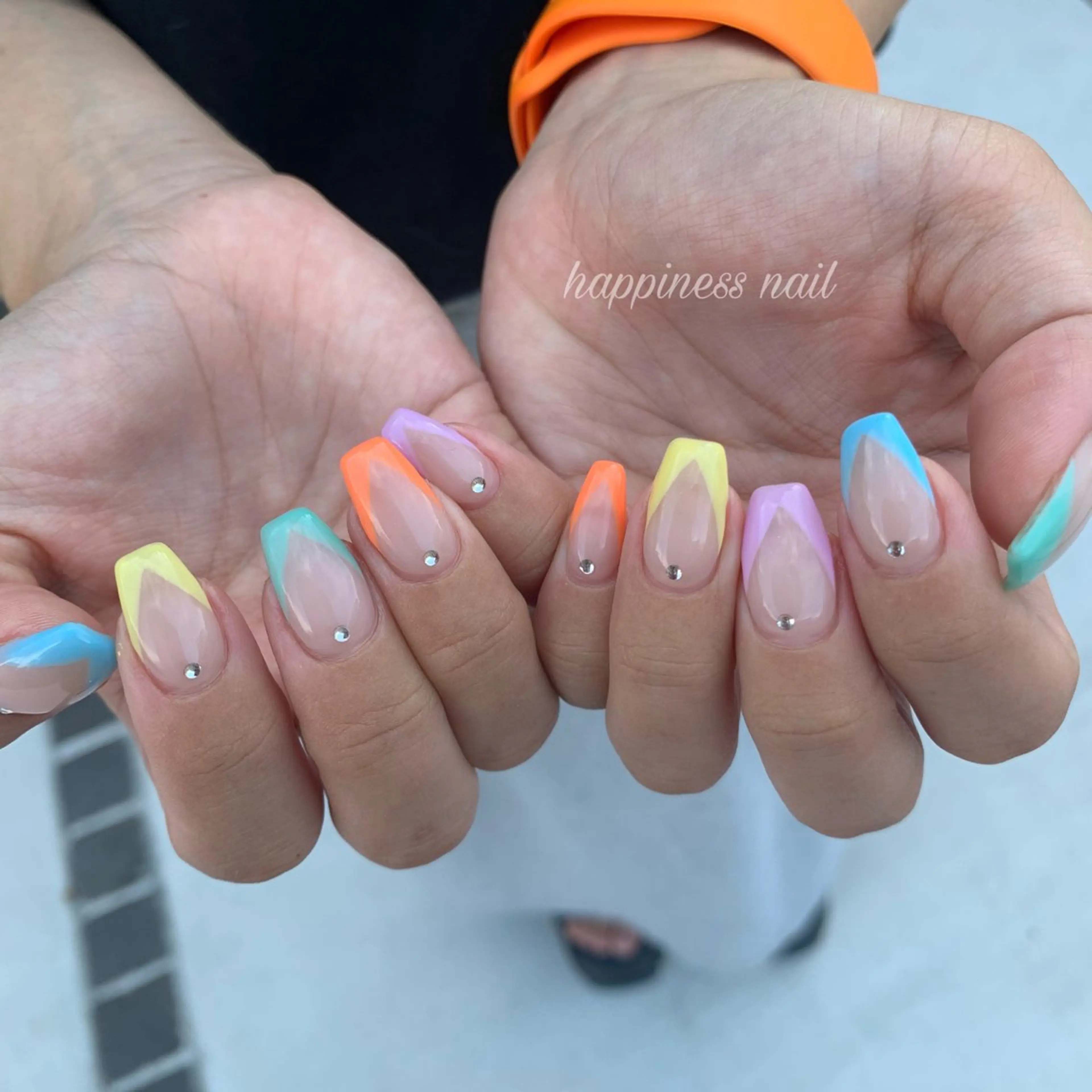 ネイル フレンチネイル スカルプネイル スクエアネイル 夏ネイル happiness nailのネイルデザイン