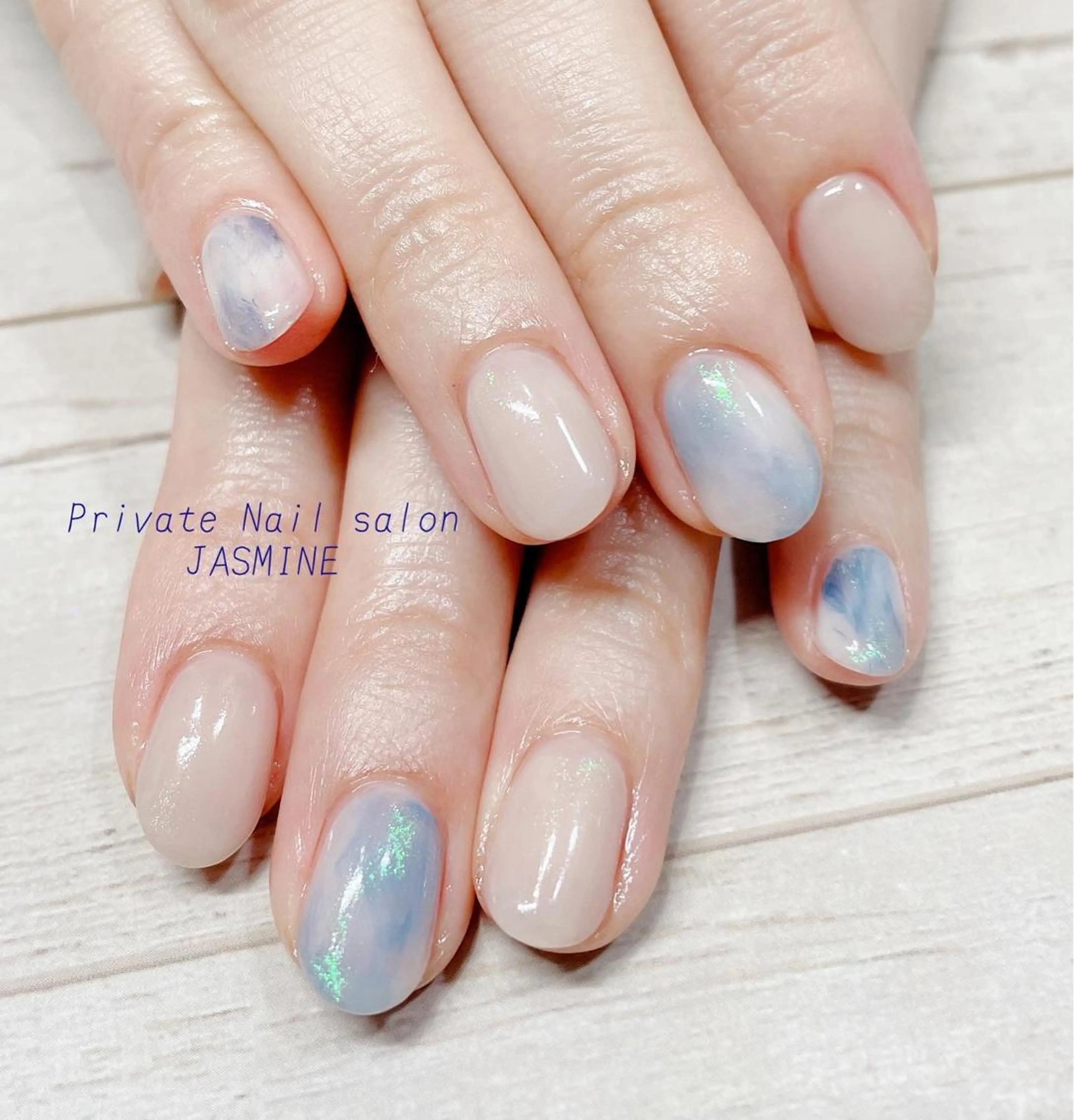 ネイル ブルー ニュアンスネイル シンプルネイル Nail salon JASMINEのネイルデザイン