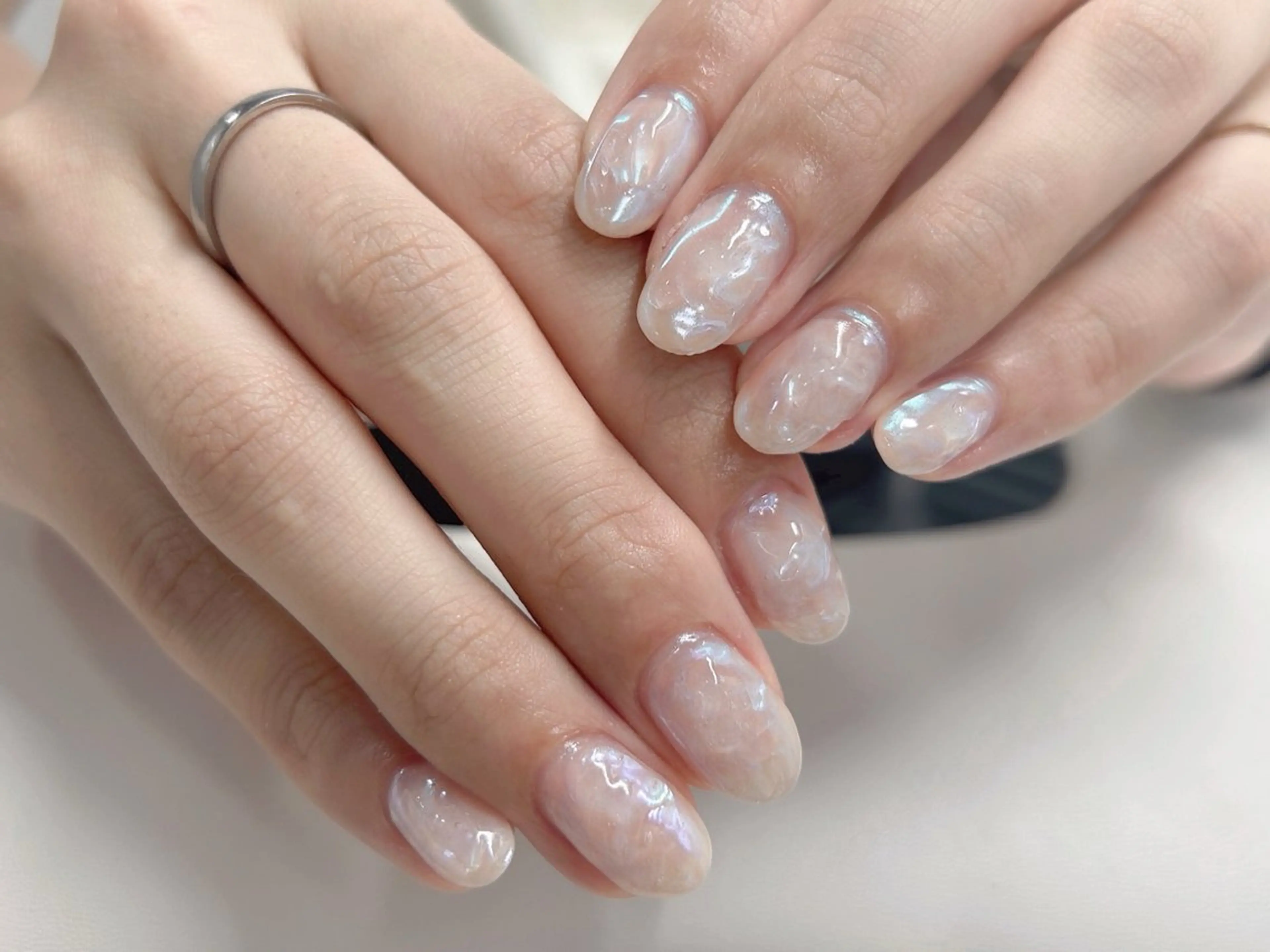 ネイル オーロラネイル 桜ネイル 氷ネイル・うるうるネイル キラキラネイル ショートネイル ハンドネイル Forca total studio所属・Forca Airaのネイルデザイン