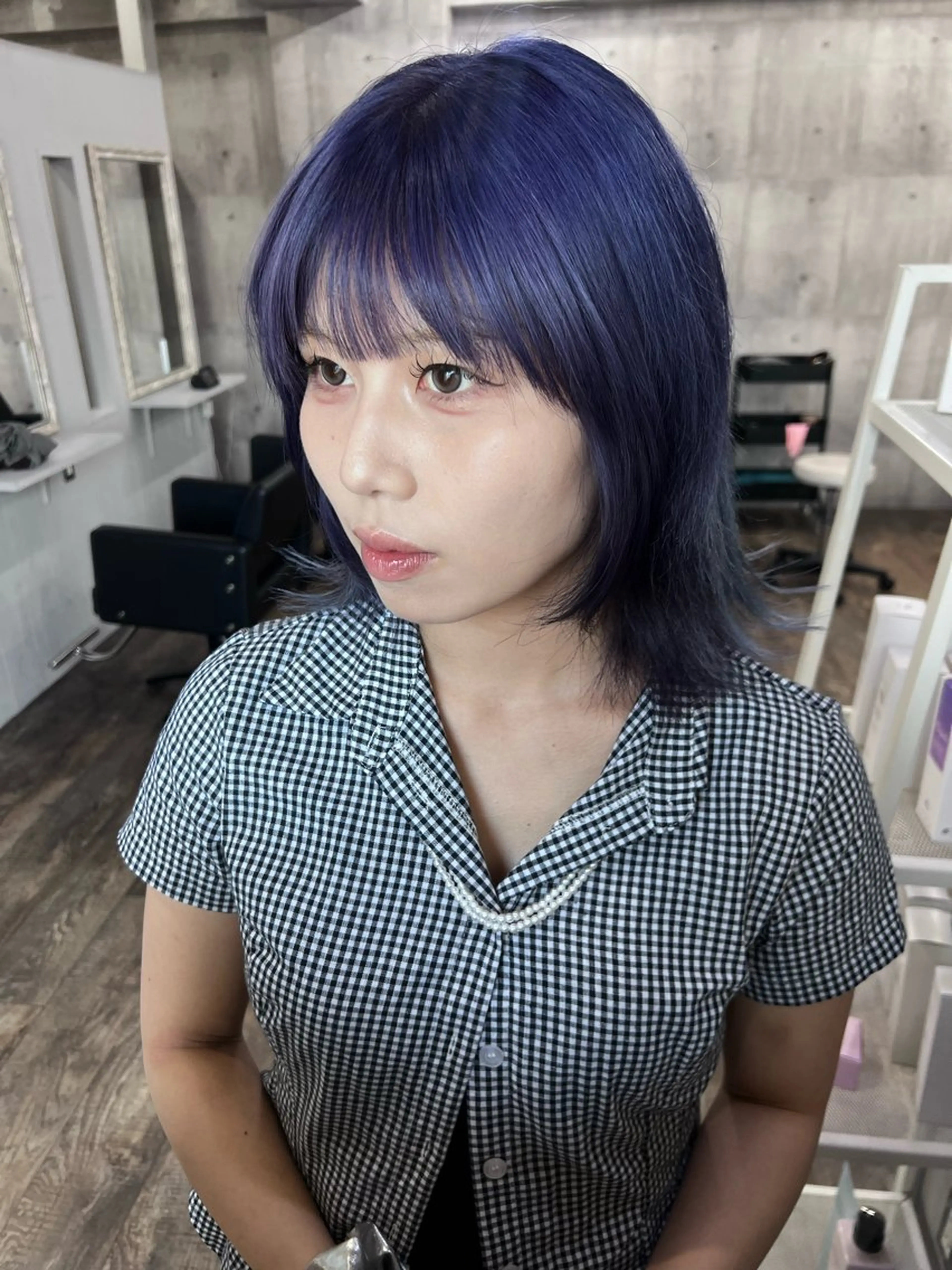 ミディアム サニーサイド大名 ダブルカラー髪質改善のヘアスタイル