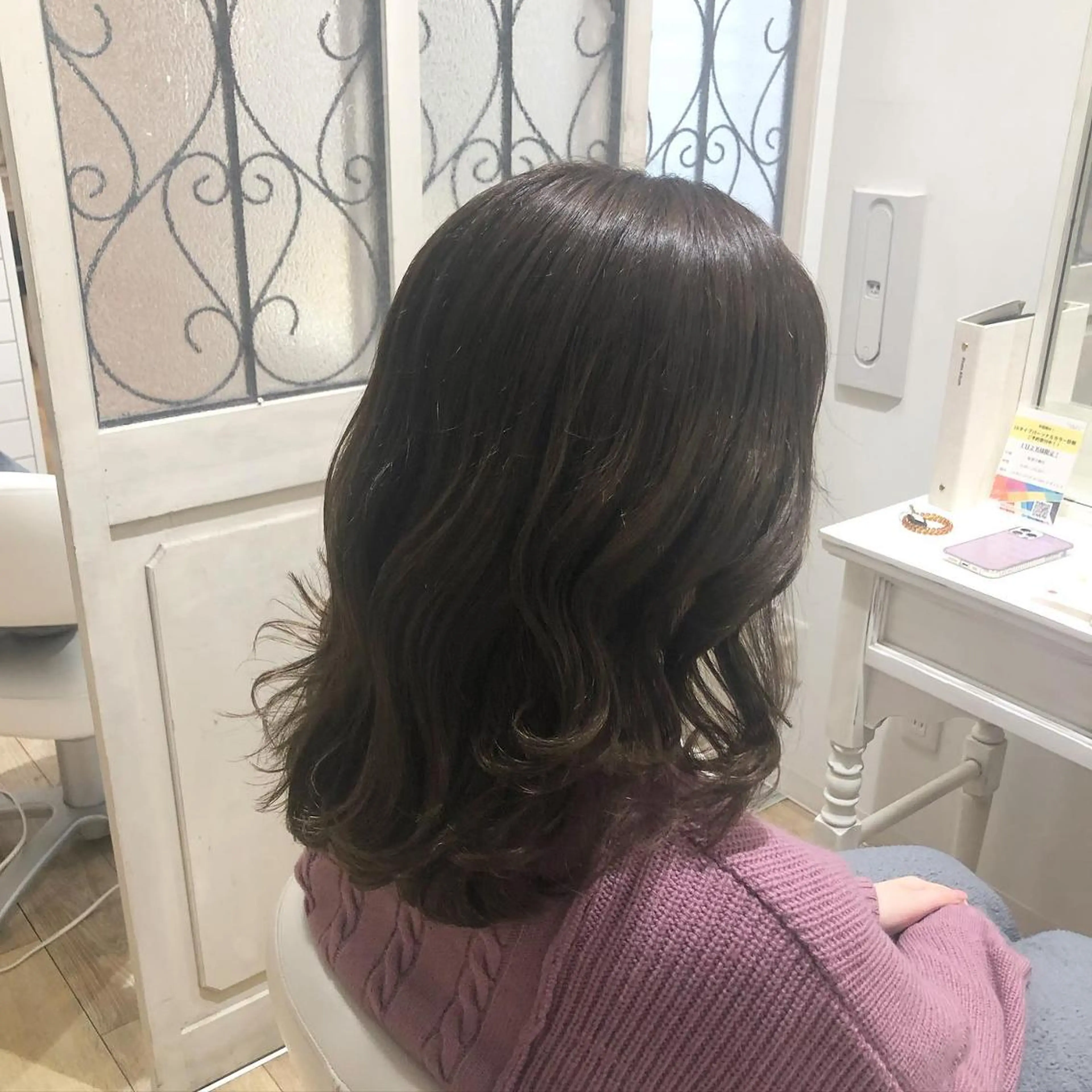 セミロング カラー ヘアアレンジ ベージュカラー ブラウンカラー ラベンダーカラー ✨🌿大人可愛い愛さ れhair🌿✨松本のヘアスタイル