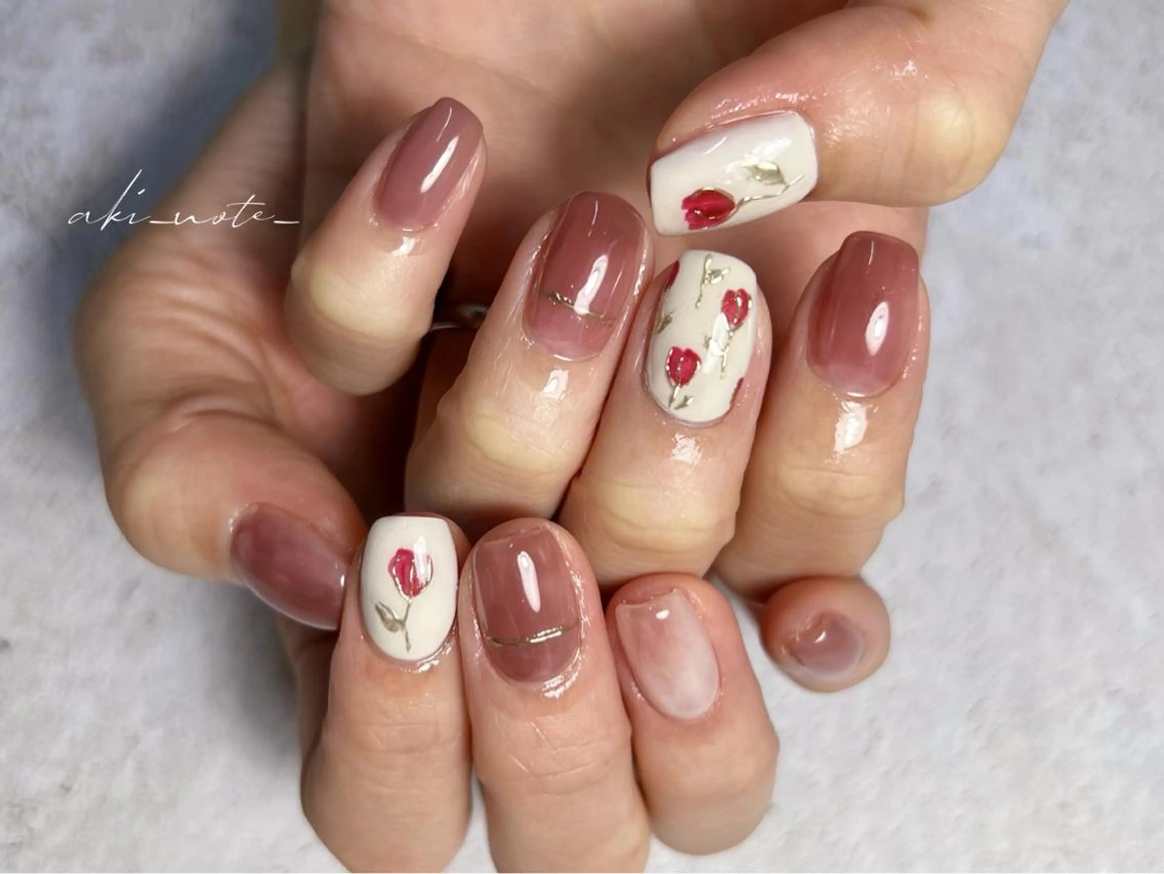 ネイル フラワーネイル ハート 春ネイル ワンホンネイル 冬ネイル ハンドネイル フットネイル GRANDE大須 栄/店長 aki🌙のネイルデザイン