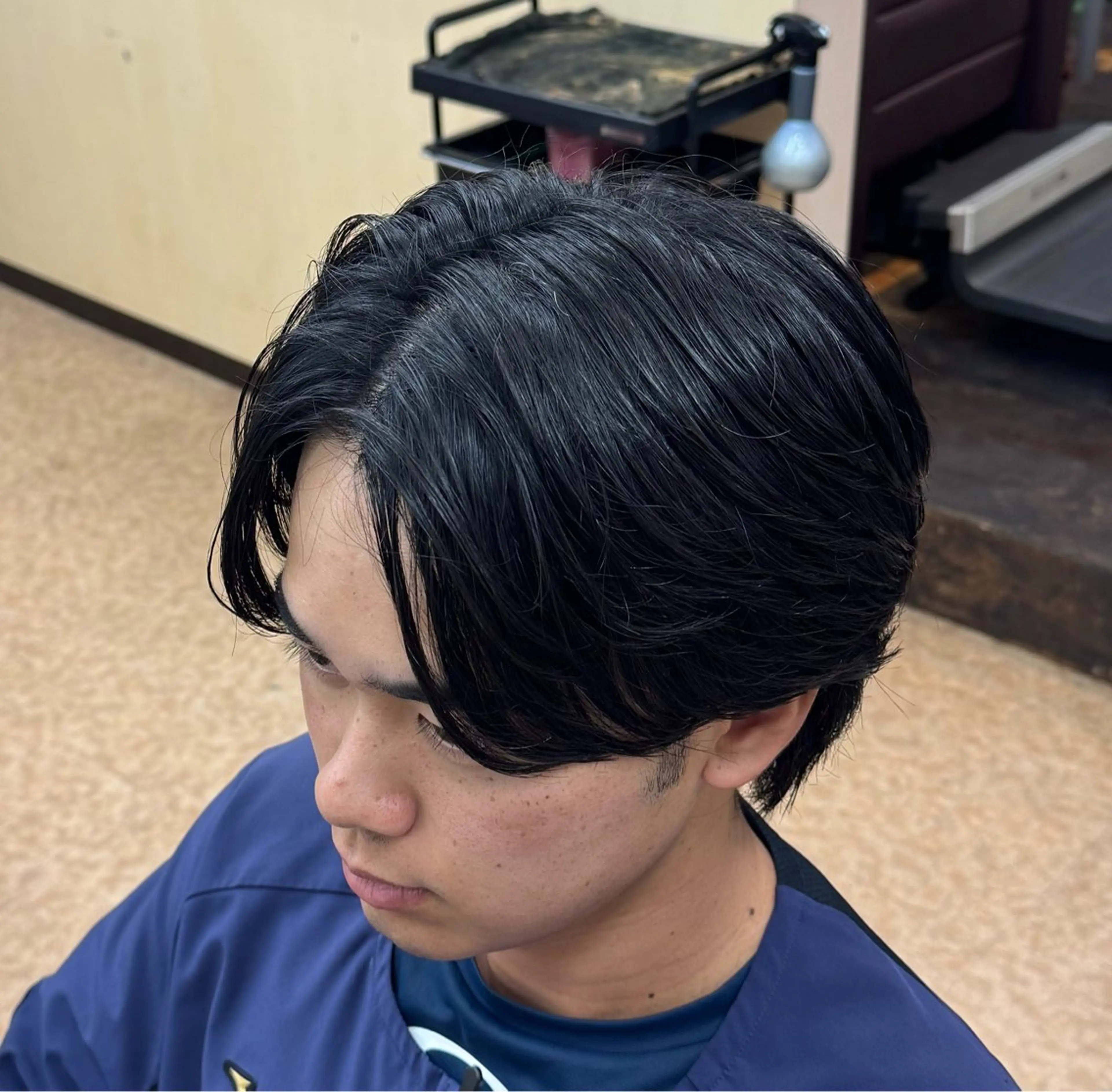 ミディアム メンズ センターパート カット パーマ 焼津メンズパーマ特化 大石雄生のヘアスタイル