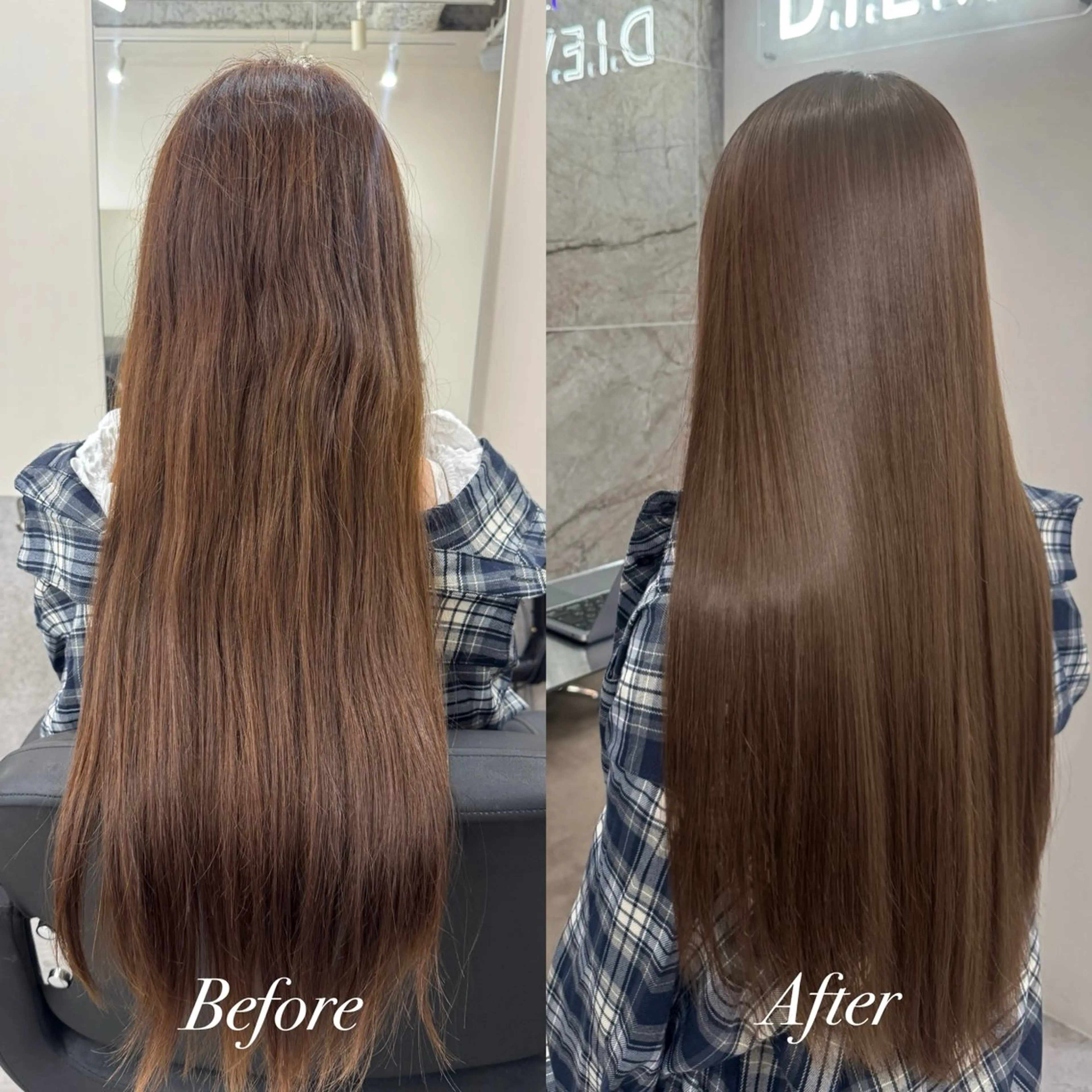 ロング カラー カット 縮毛矯正 トリートメント 🎀髪質改善×韓国レ イヤー×透明感/米田のヘアスタイル