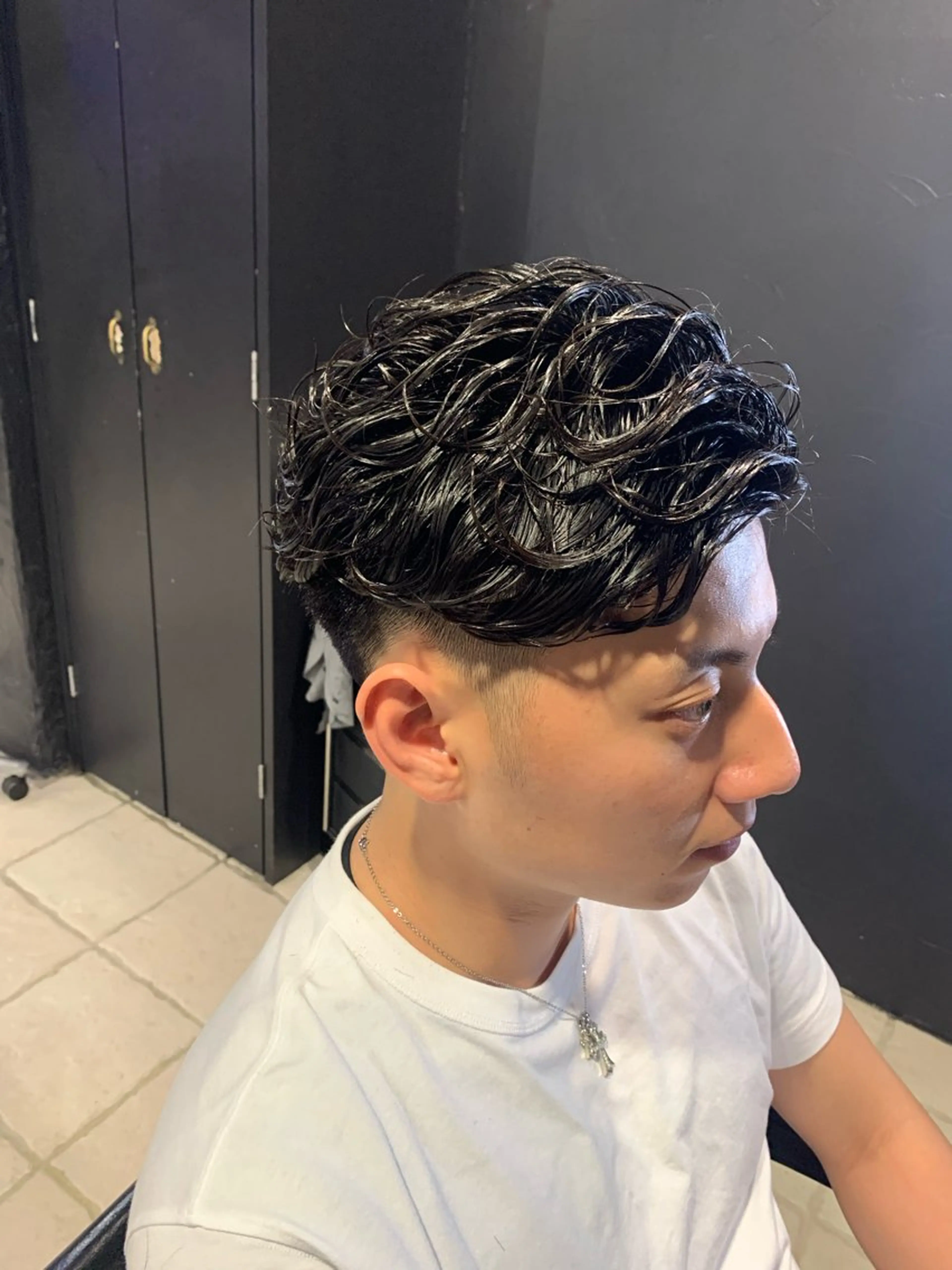 ショート メンズ カット パーマ トリートメント ヘアセット メンズパーマ/難波/ 心斎橋　室園亮佑のヘアスタイル