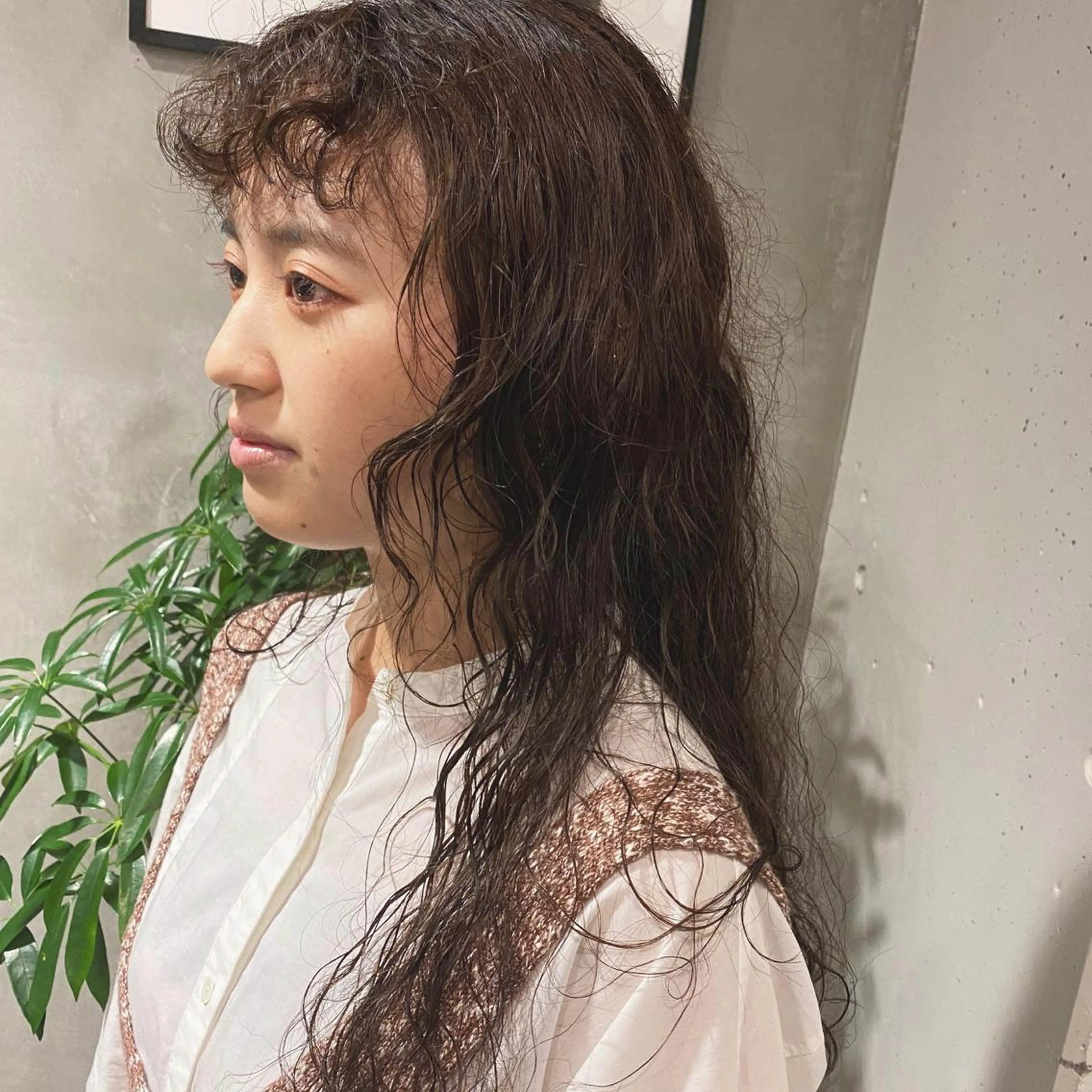 ロング パーマ カット パーマ トリートメント やまもと さえのヘアスタイル