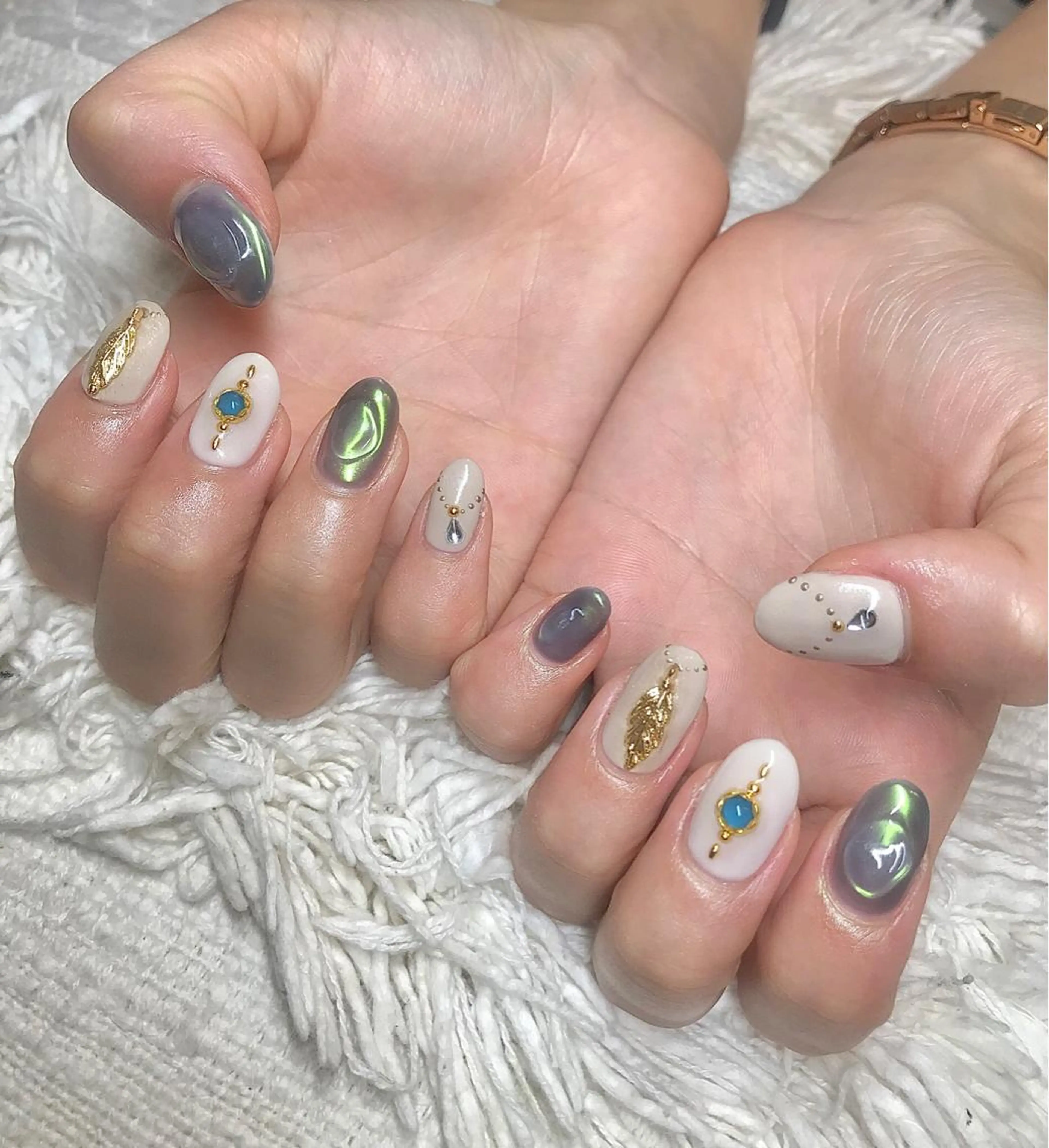 ミディアム カラー パーマ ヘアアレンジ ネイル マツエク・マツパ ハンドネイル ハンドケア nail&eye Aoのマツエク・マツパデザイン
