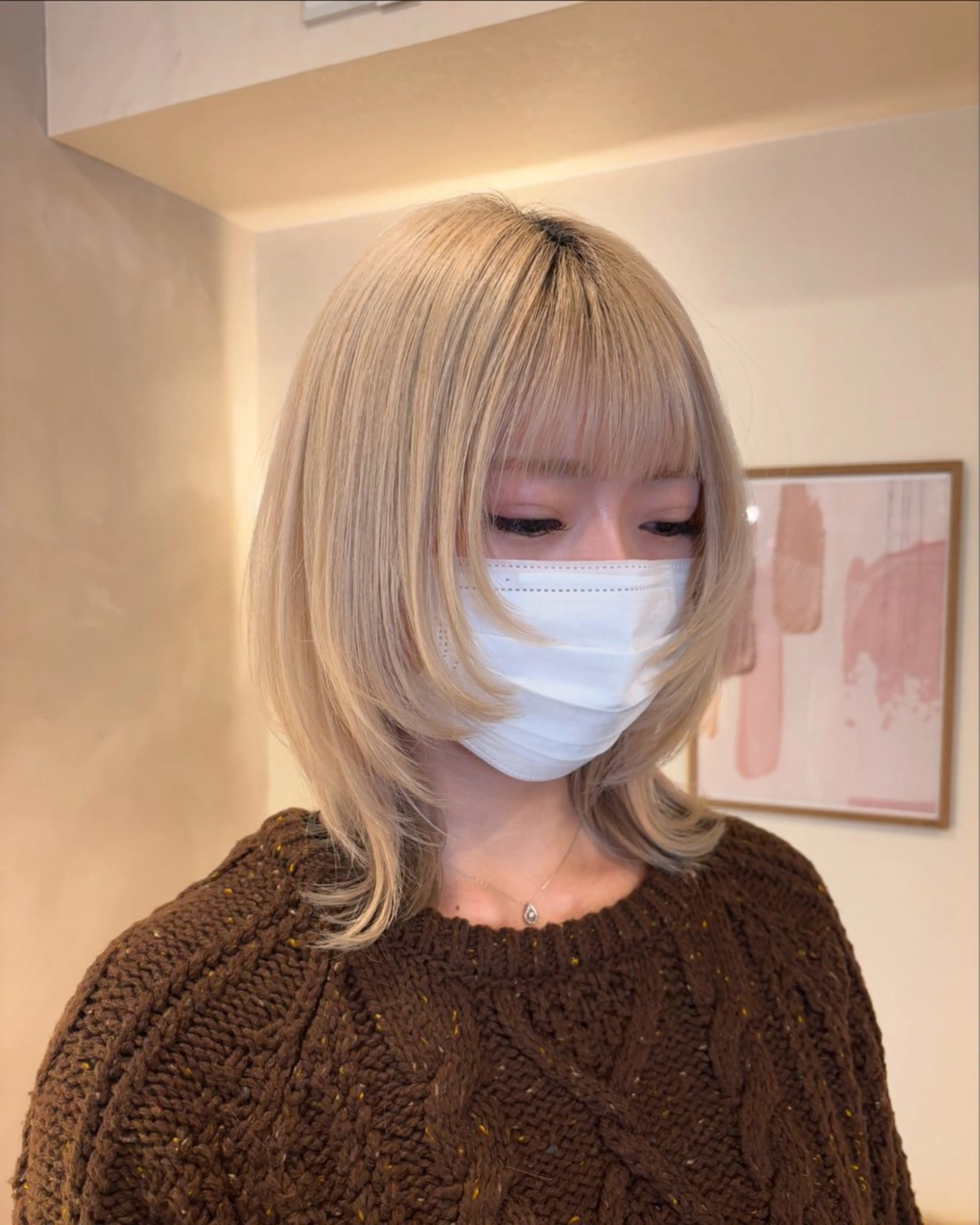 ミディアム レイヤーカット ウルフカット ウルフレイヤー シンバヒナノ/パーマ レイヤーカット/ボブのヘアスタイル