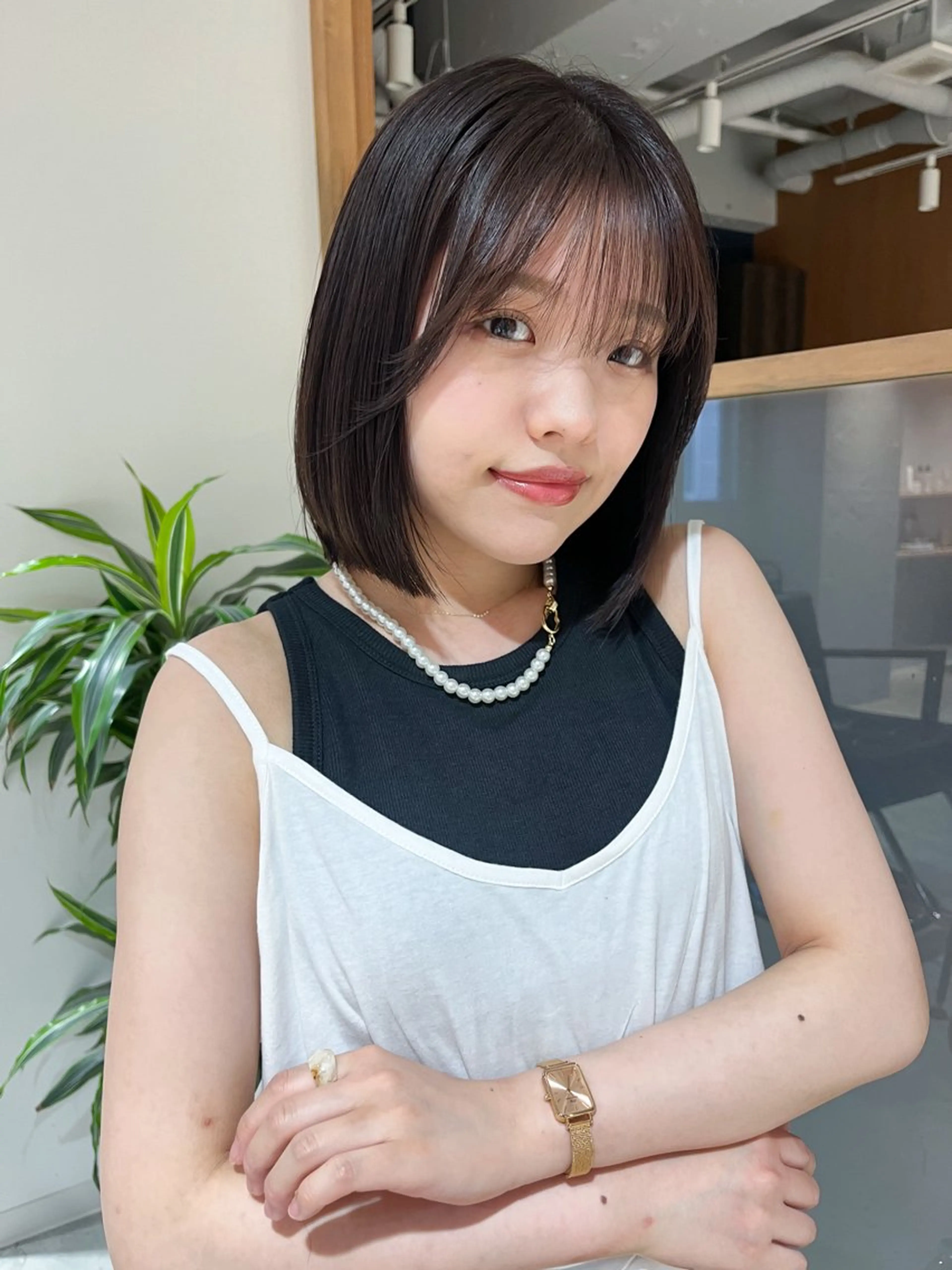 ショート カラー 似合わせぷつっとボブ 縮毛矯正 久保田彩菜のヘアスタイル