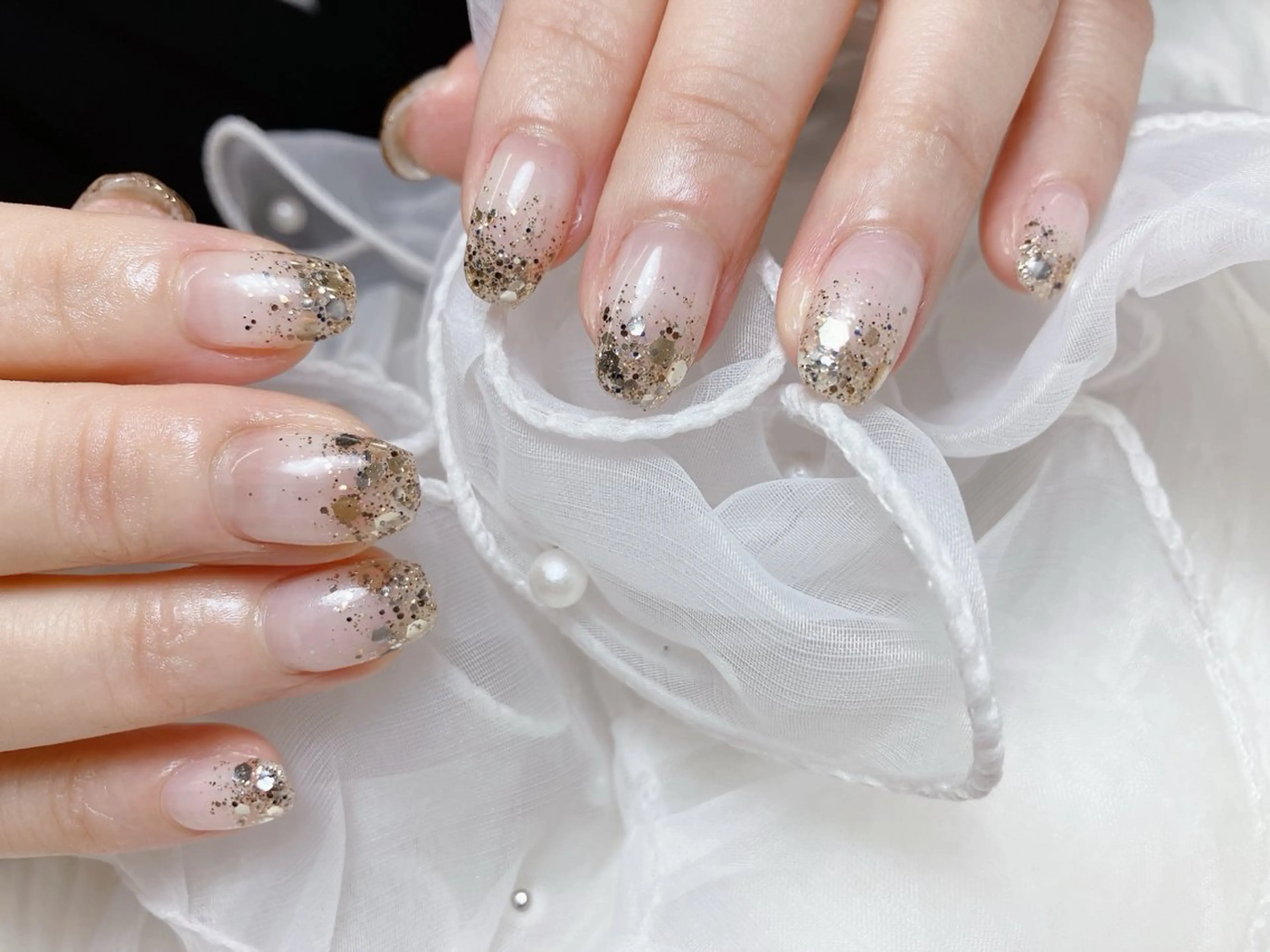 ネイル ラメ(グリッター) ラメグラデーション ハンドネイル 綱島 佳恵のネイルデザイン