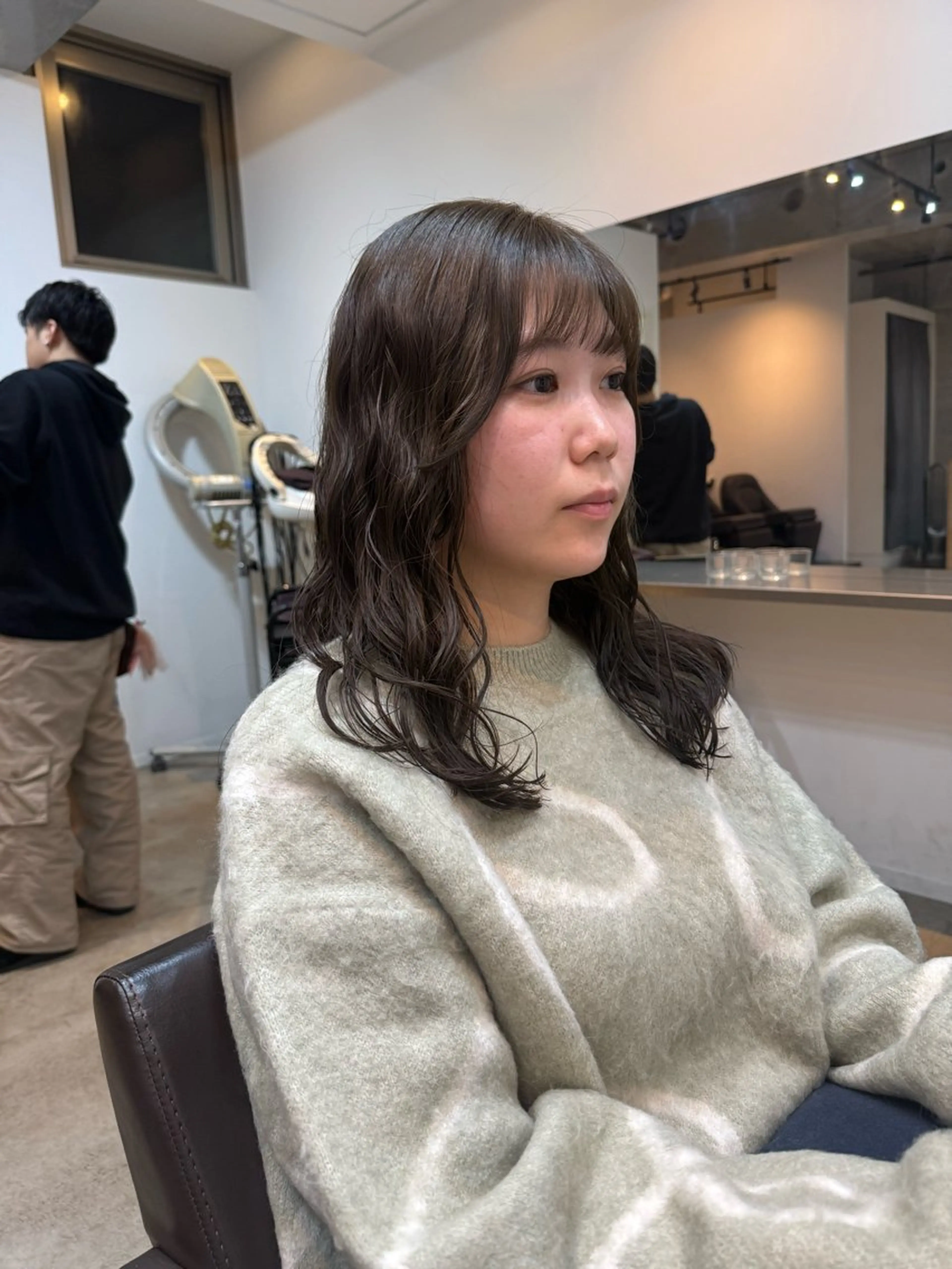 セミロング カット ヘアカラー パーマ トリートメント デジタルパーマ ウェーブパーマ/神野のヘアスタイル