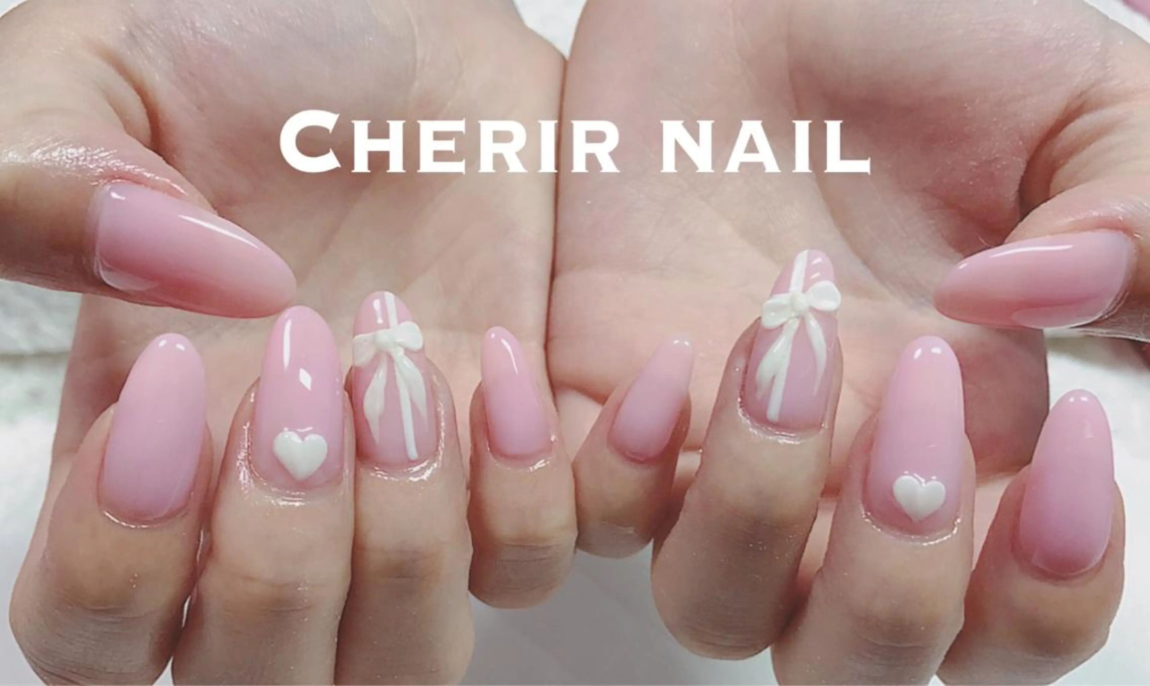 ネイル アートネイル クリアネイル ハート ロングネイル ワンカラーネイル Cherirnail kaoriのネイルデザイン