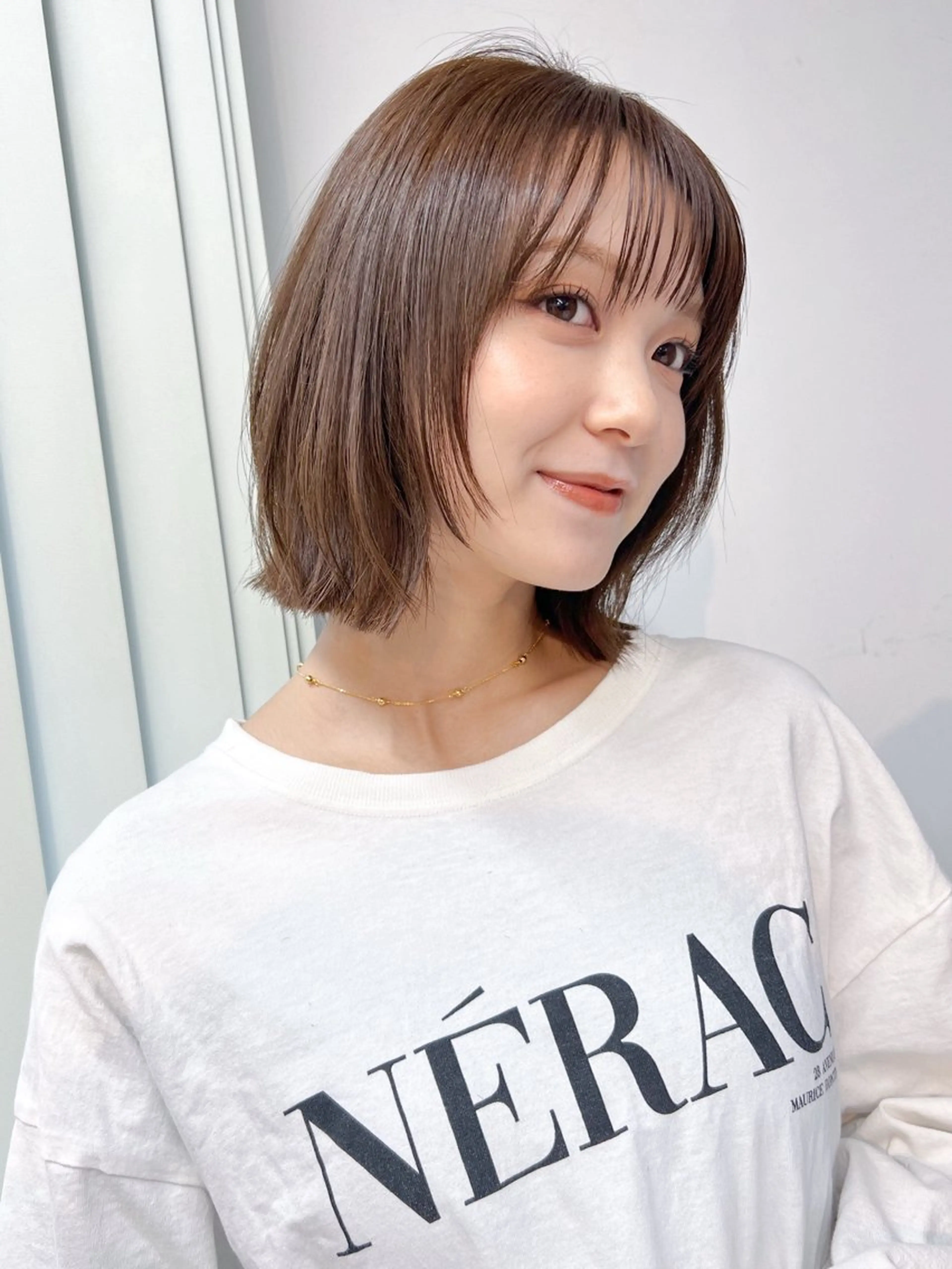 ミディアム ボブレイヤー ボブ 顔まわりレイヤー レイヤーカット カット ヘアカラー ボブ/ミディアム 親しみやすさ/さくらのヘアスタイル