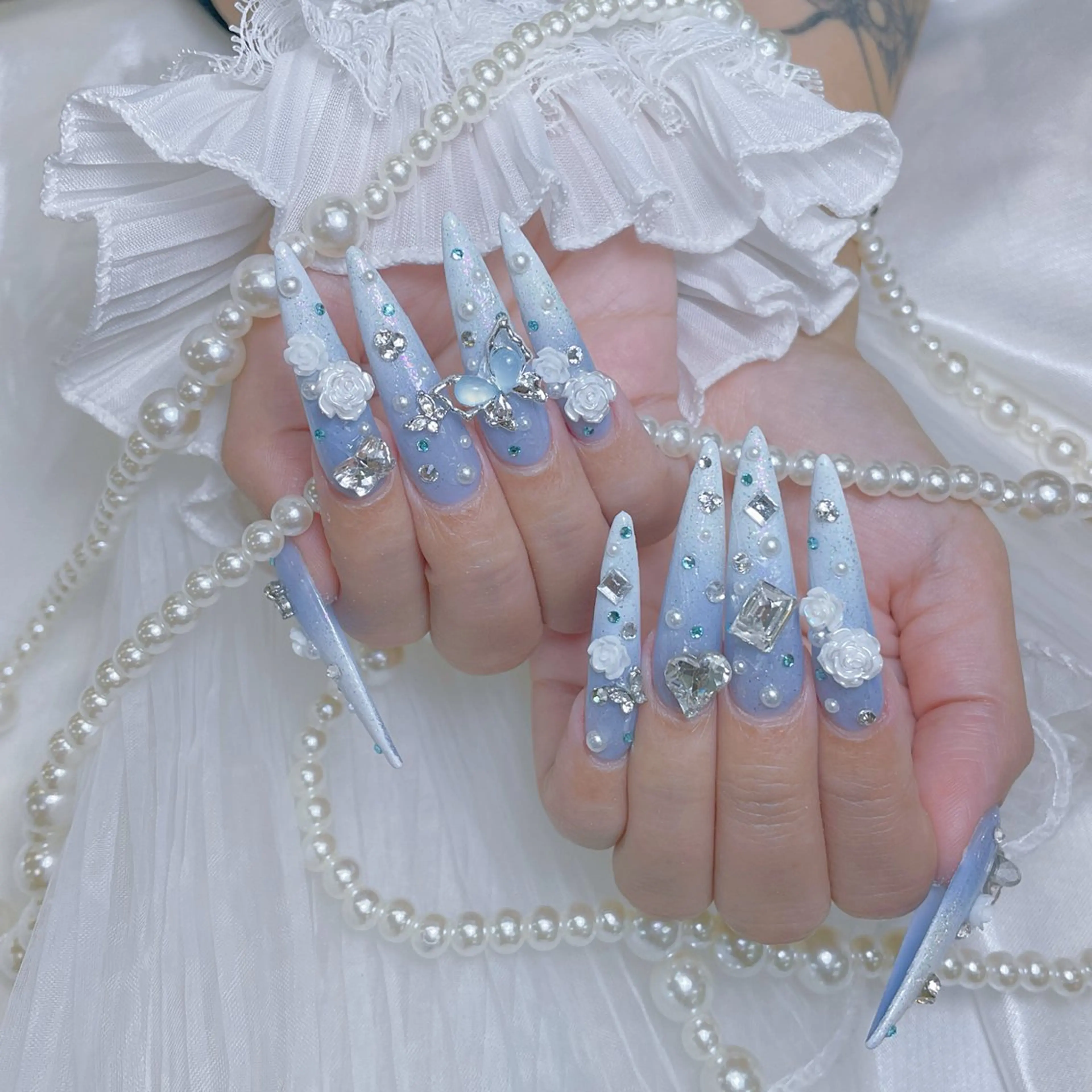 ネイル クリアネイル ハート キラキラネイル 韓国ネイル マグネットネイル ハンドネイル NailPrincess所属・princess スカルプ専門店のネイルデザイン