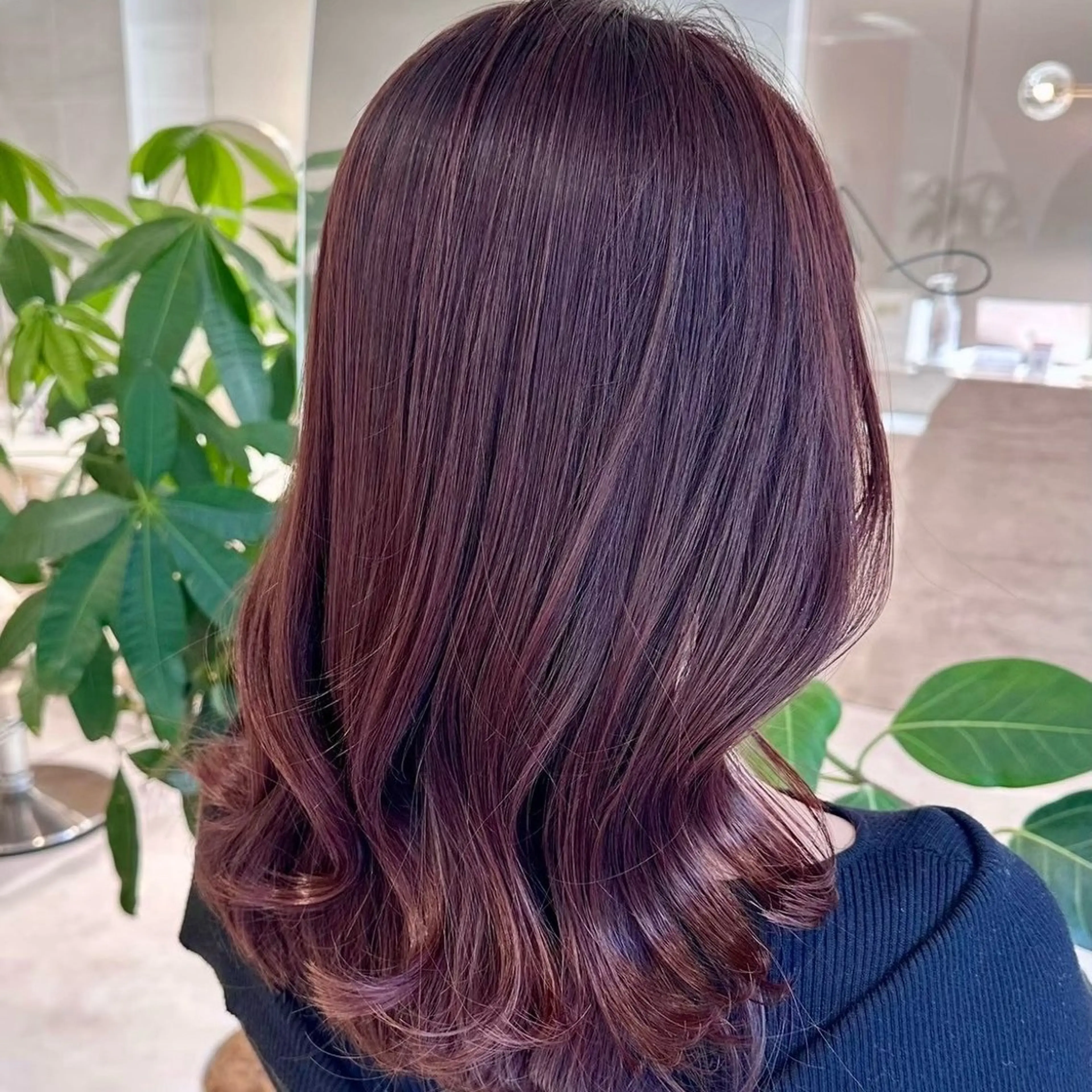 セミロング カラー 似合わせカット 小顔カット 縮毛矯正 カット ヘアカラー 韓国風/小顔レイヤー /艶カラーのヘアスタイル