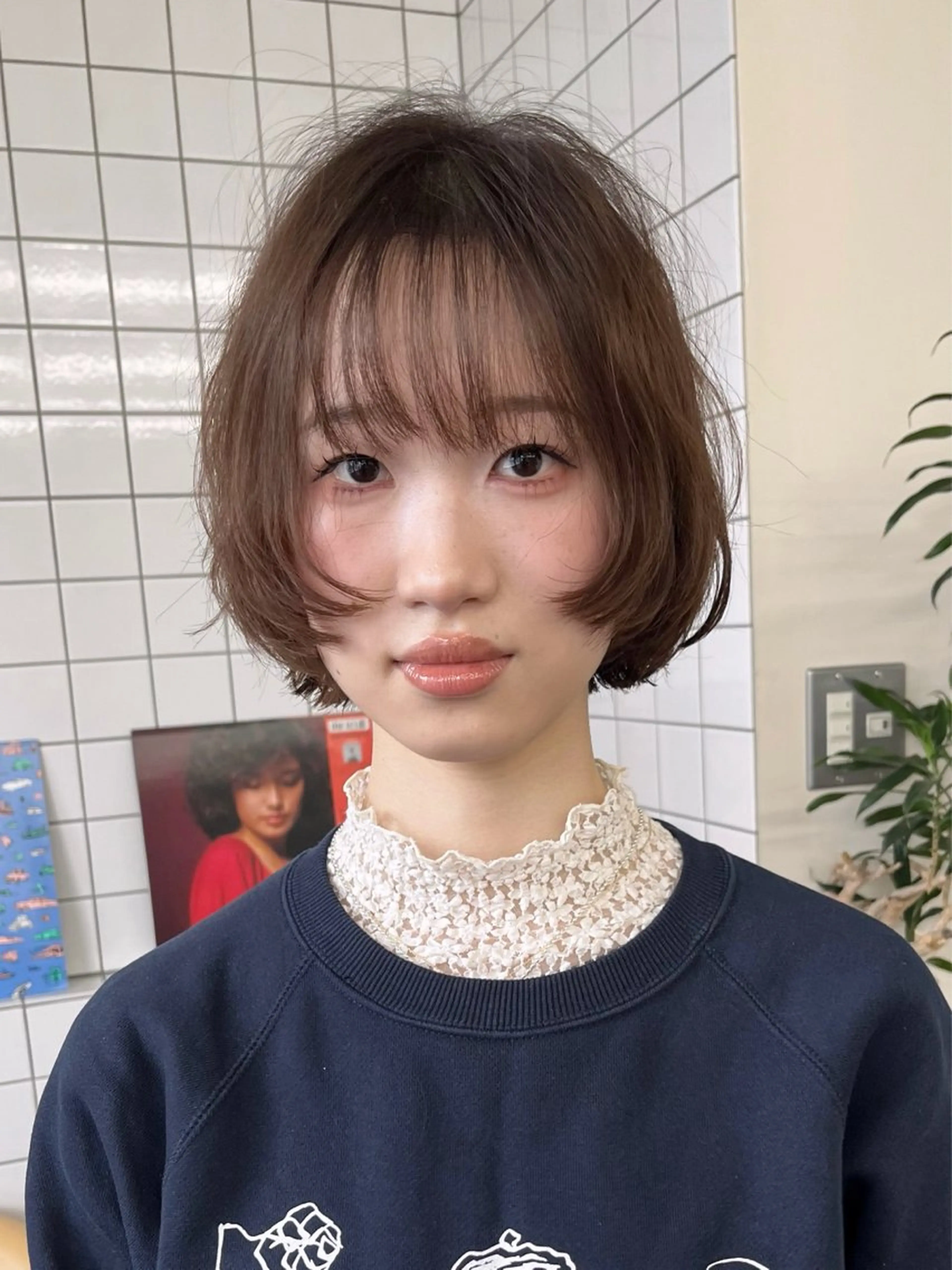 ショート カラー パーマ カット ヘアカラー パーマ ボブパーマ/パーマ ウルフパーマのヘアスタイル