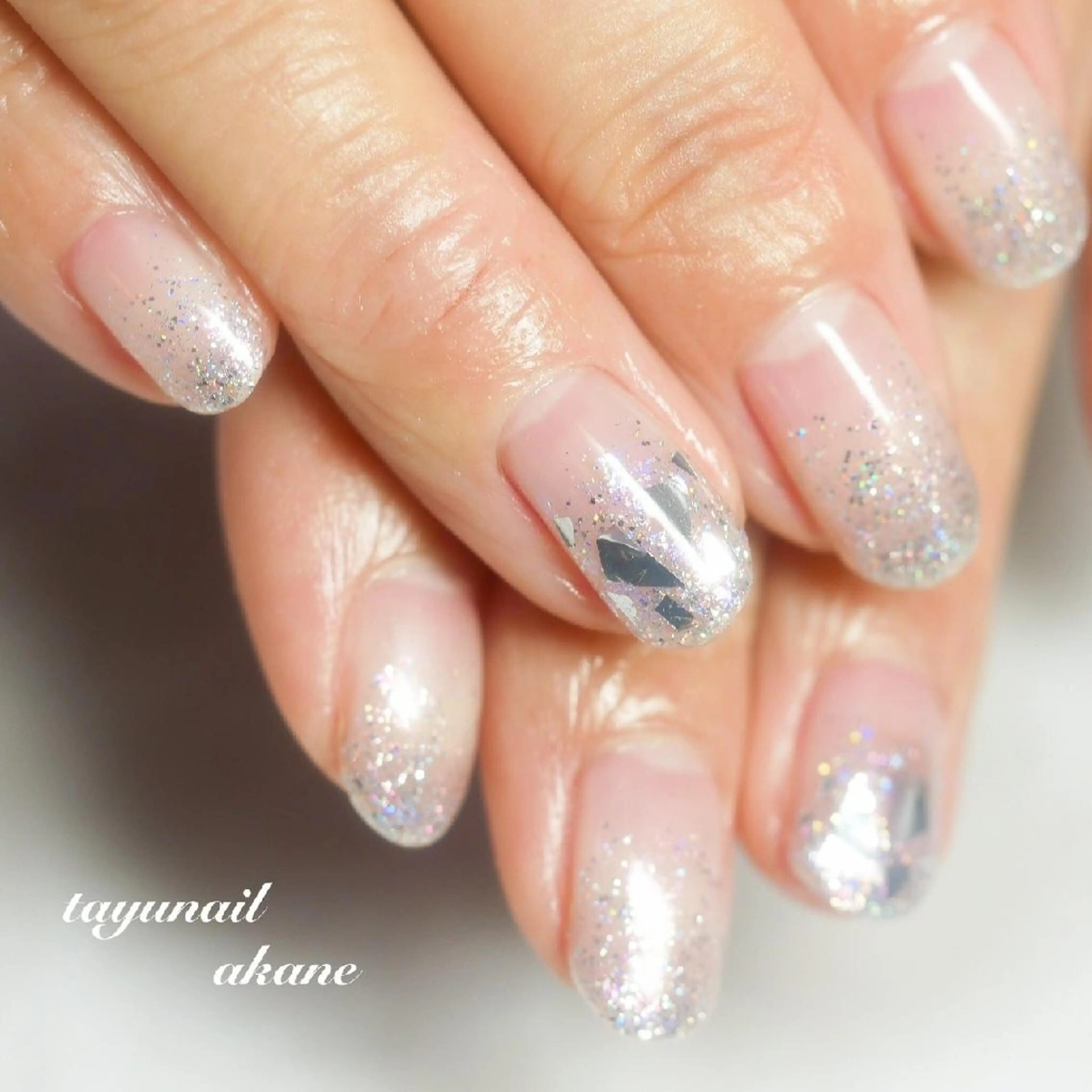 ネイル ブルー ジェルネイル グラデーション キラキラネイル ラメ(グリッター) ネイルサロン・ネイルスクール　たゆnail所属・ネイルサロン 【たゆnail】のネイルデザイン