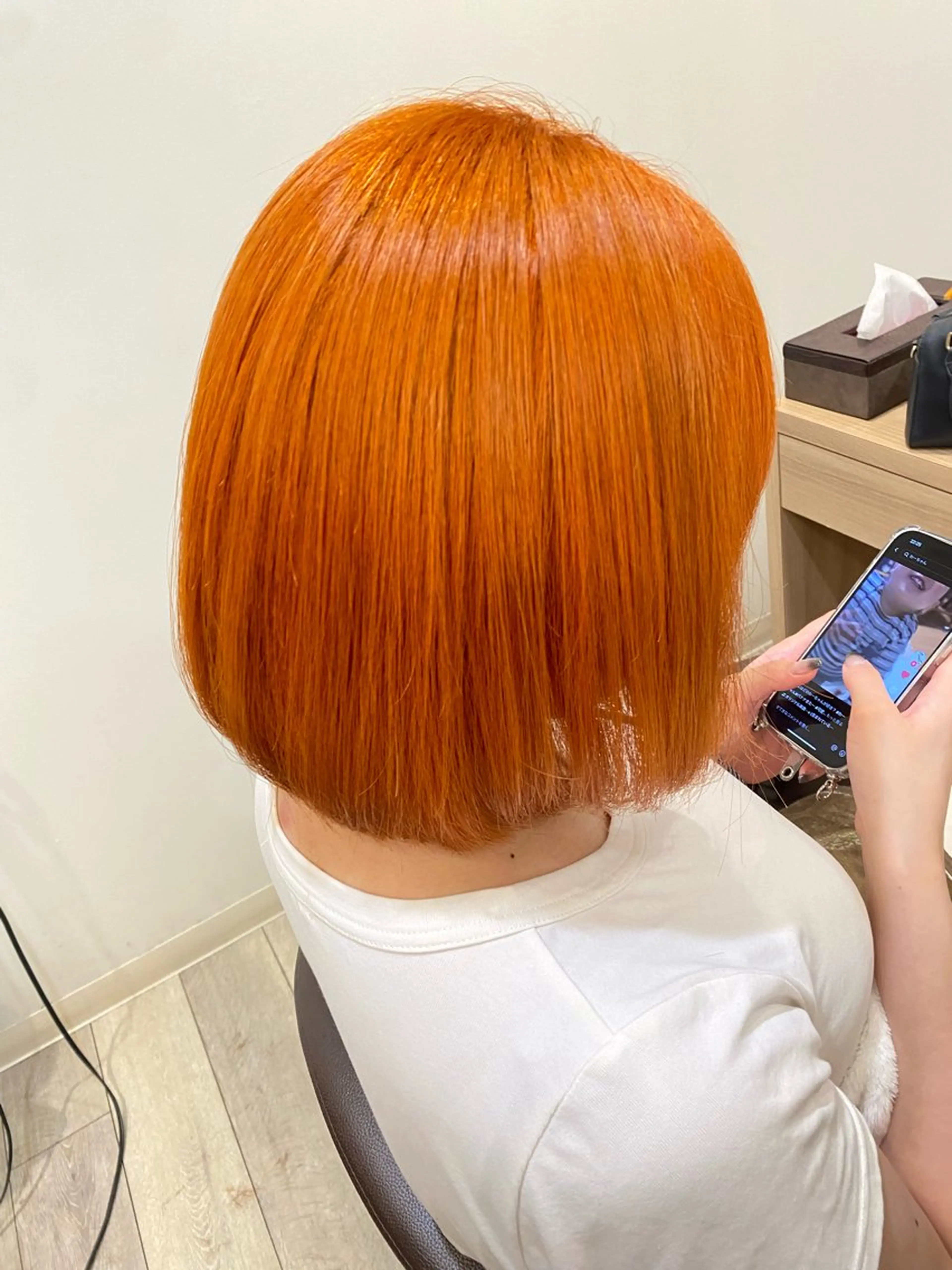 ショート カラー オレンジ ボブ マツモト カラー/ショートボブのヘアスタイル