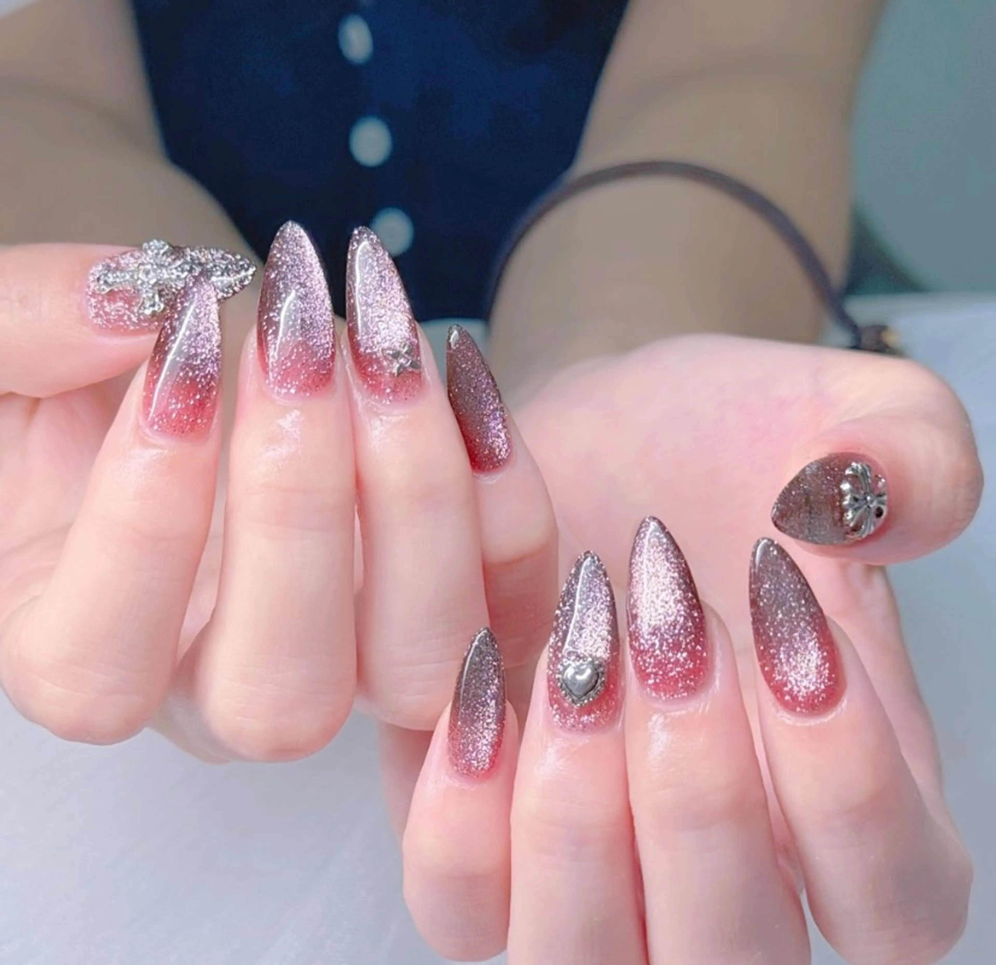 ネイル オーロラネイル チークネイル フレンチネイル 韓国ネイル マグネットネイル ハンドネイル ANA 168 池袋のネイルデザイン