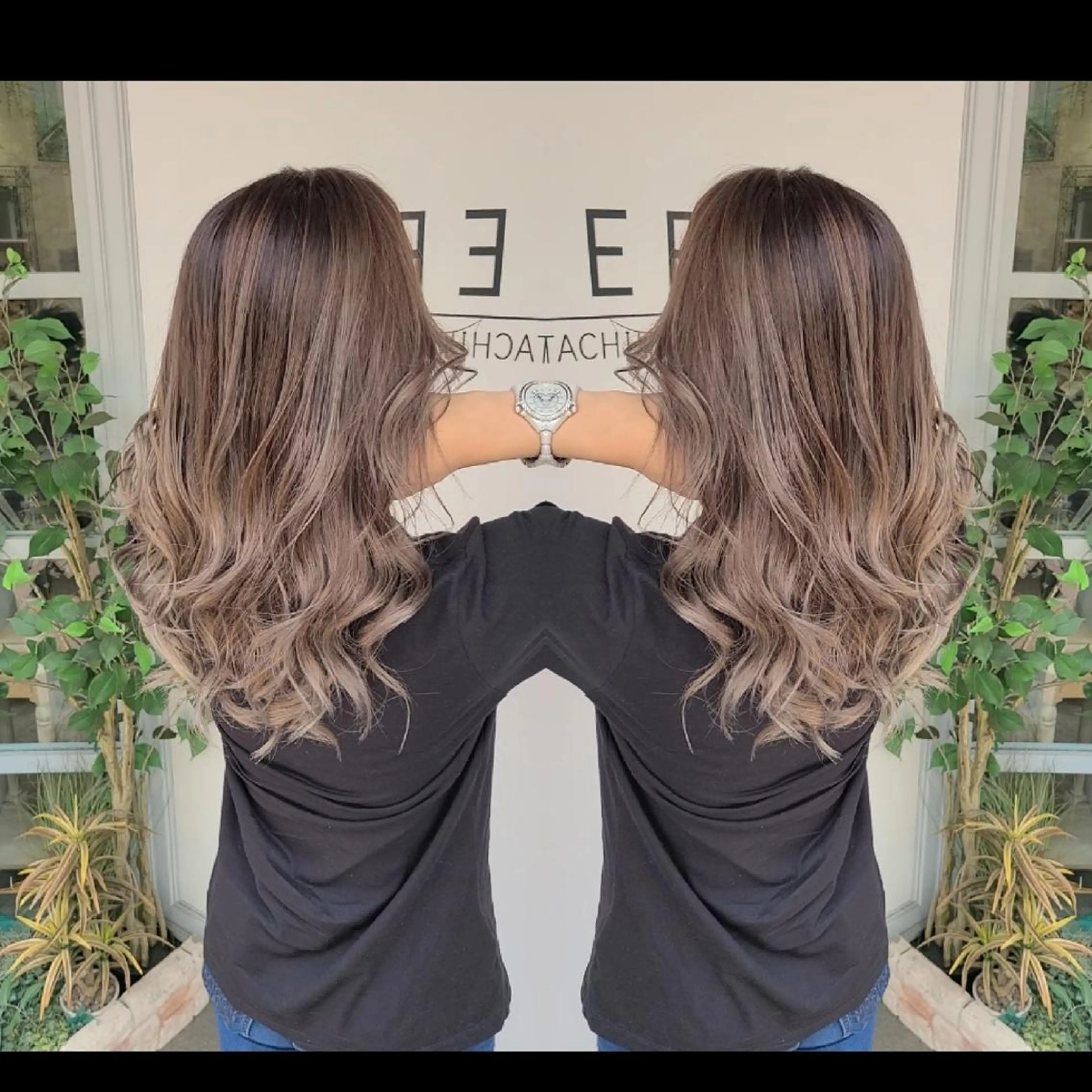 セミロング カラー バレイヤージュ ベージュカラー ブリーチ グラデーションカラー ホワイトベージュ cherie所属・バレイヤージュ/ ハイライト/大内格のヘアスタイル