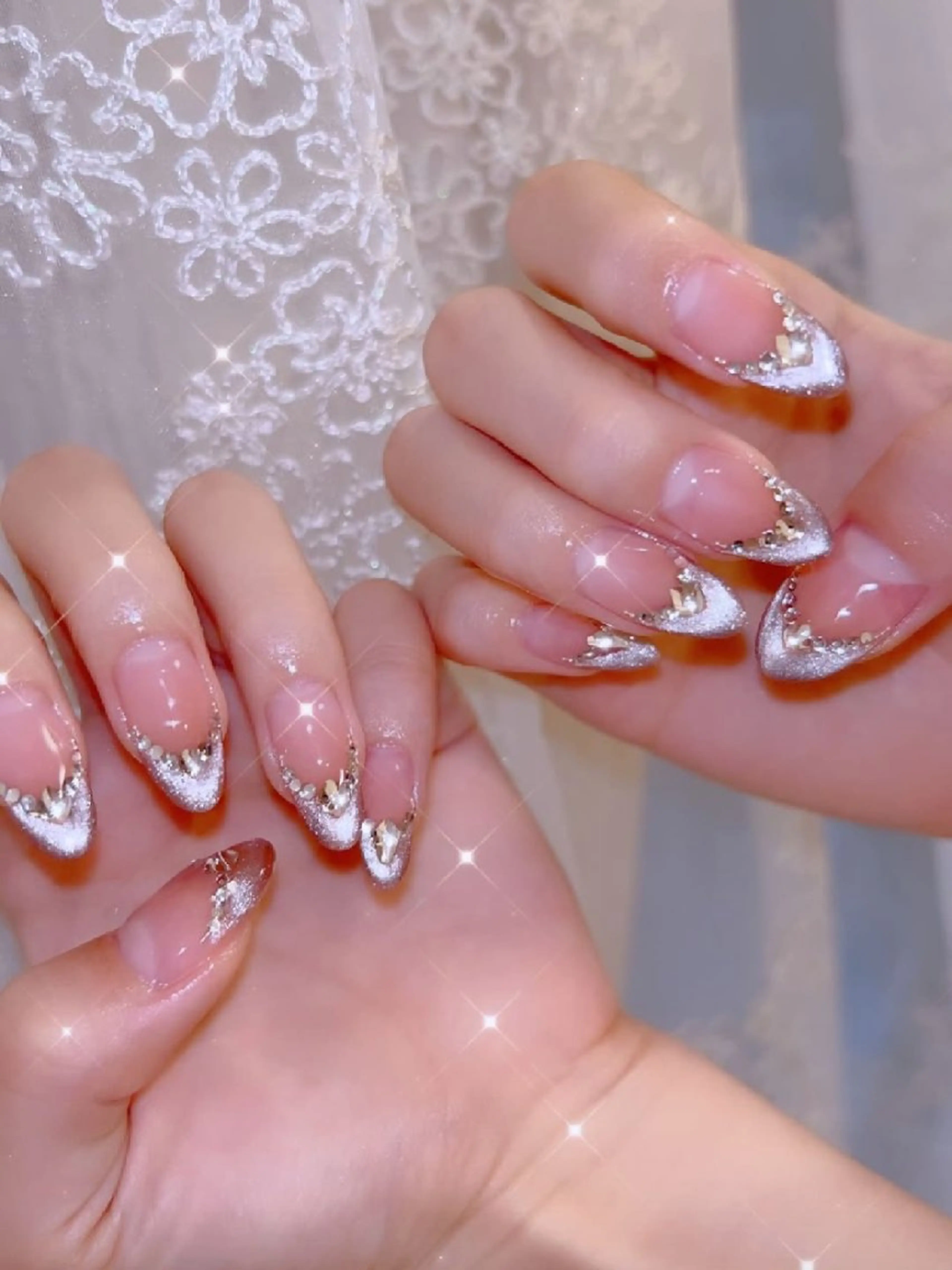 ネイル 長さ出し ジェルネイル 韓国ネイル マグネットネイル ニュアンスネイル ハンドネイル I LOVE ME  NAIL.｡.:*♡のネイルデザイン