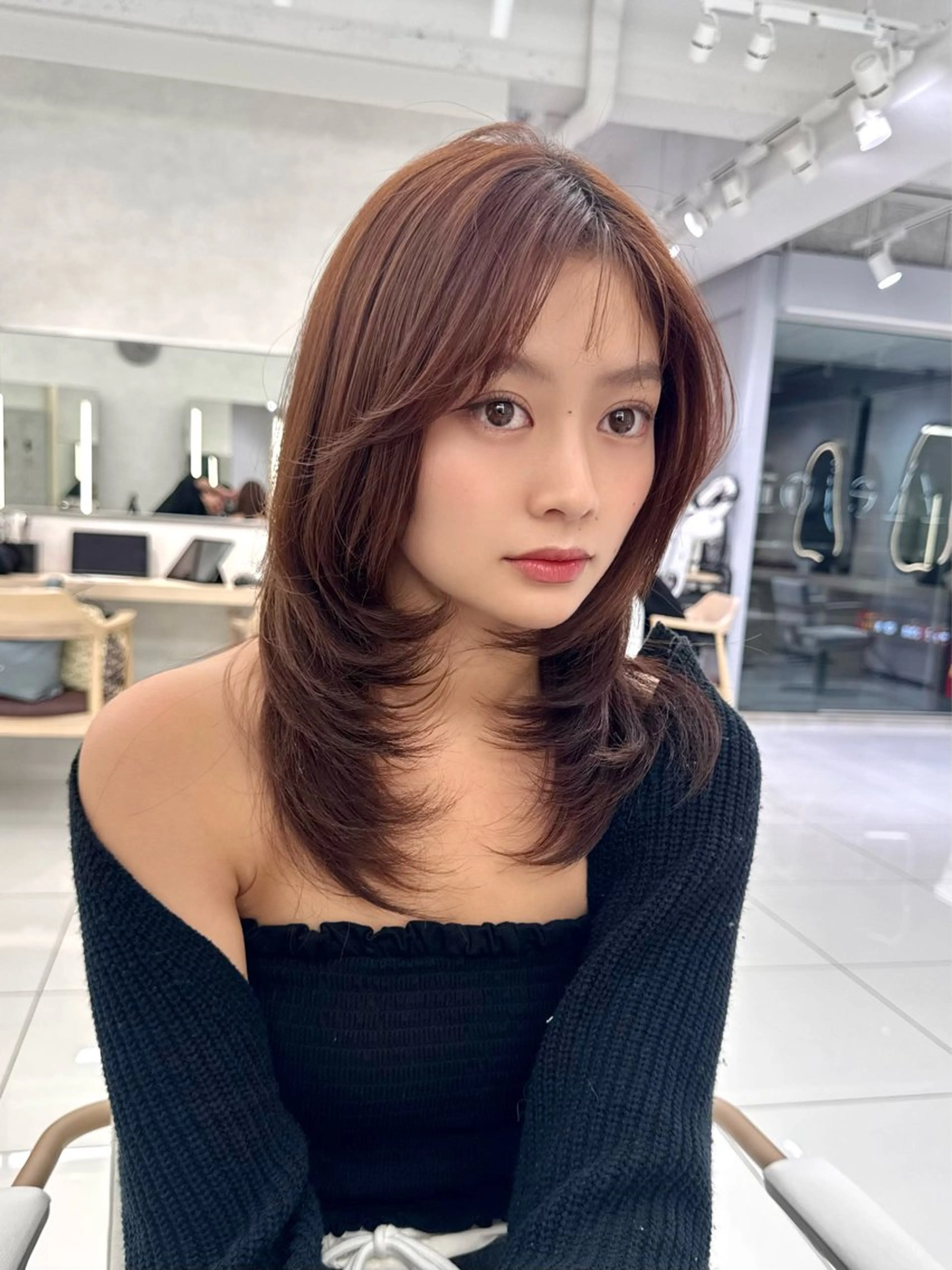 セミロング レイヤー/韓国/ 顔周り/しんやのヘアスタイル