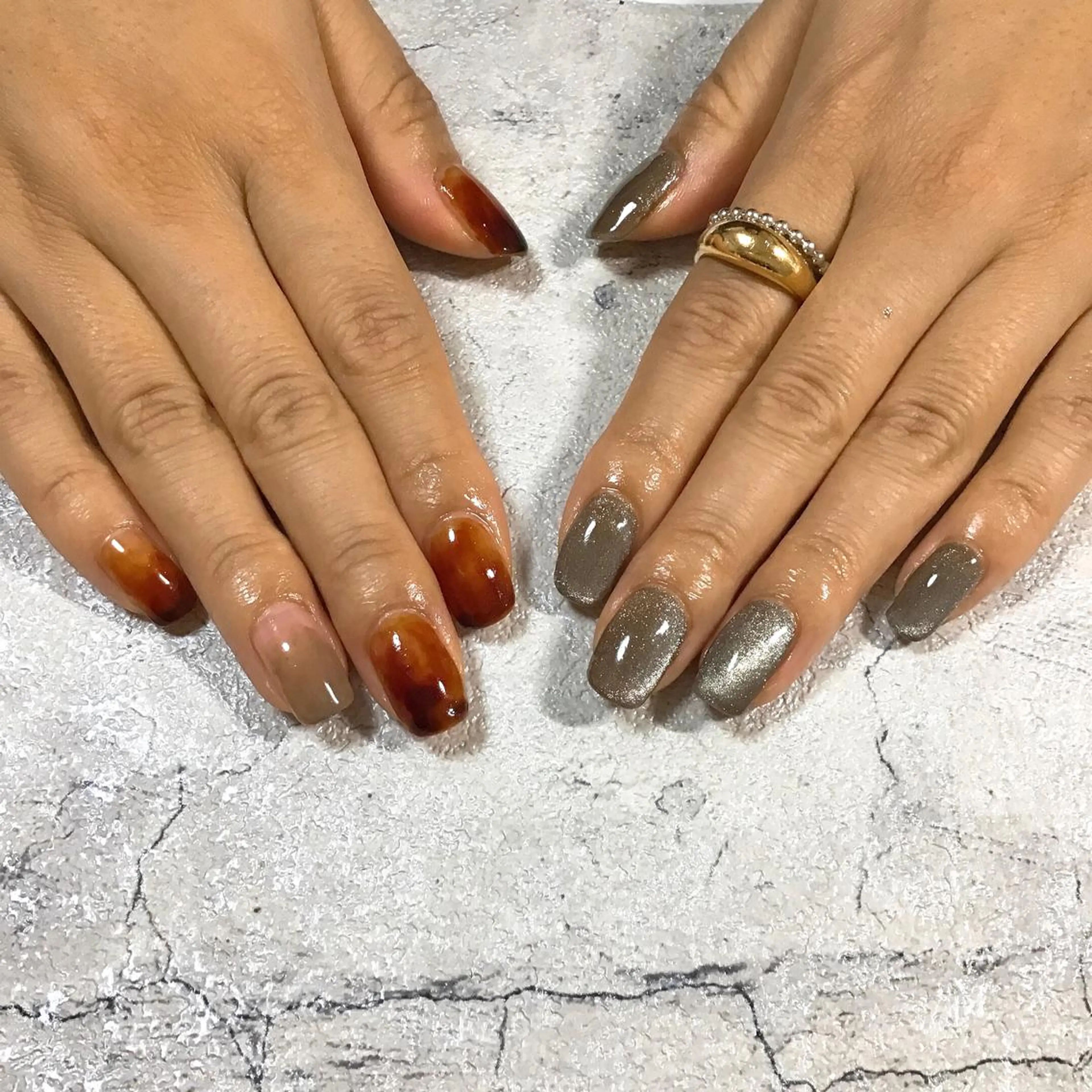 ネイル ブラウン マグネットネイル ニュアンスネイル BINERVA所属・BINERVA nail salonのネイルデザイン