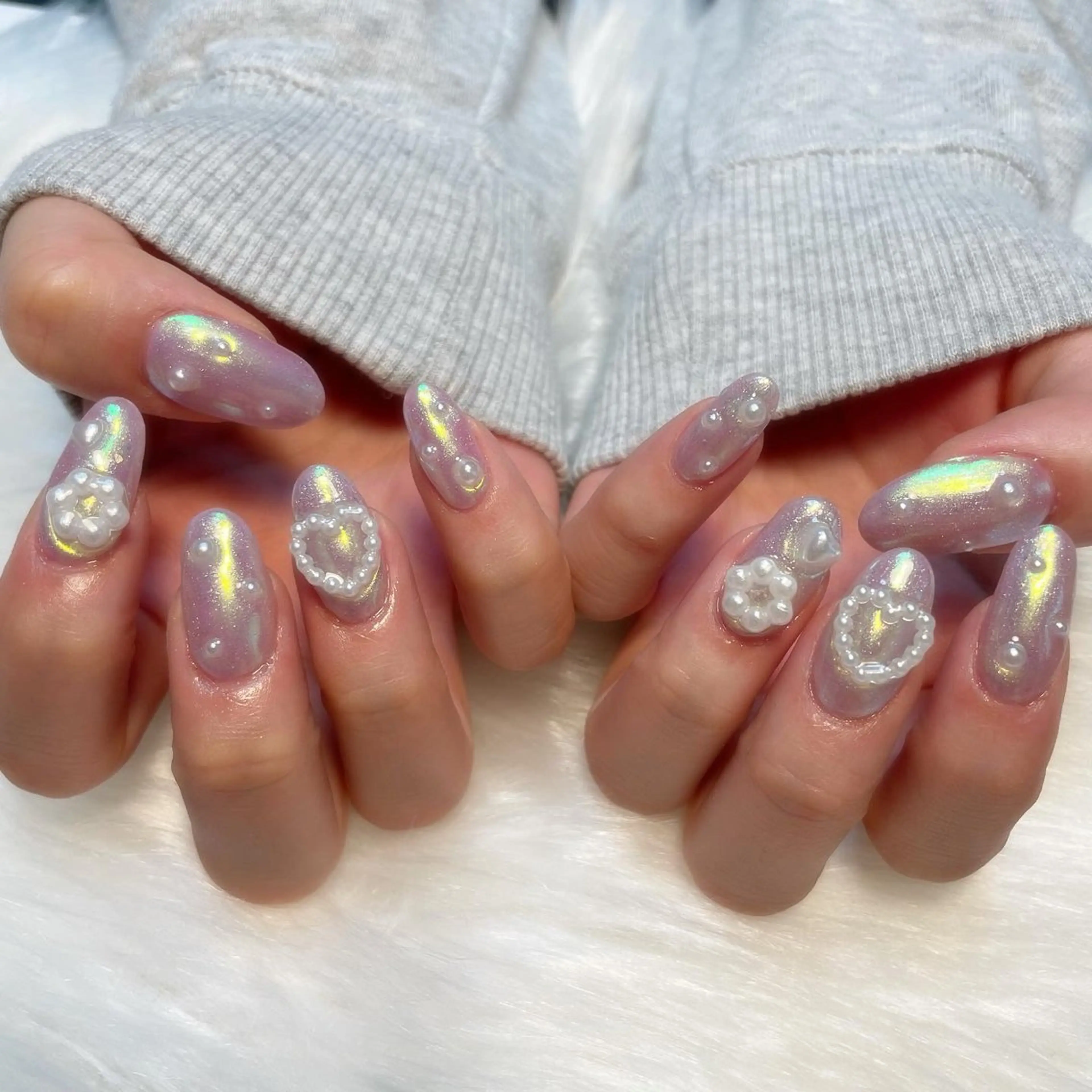 ネイル ハンドネイル ゴテゴテ💙ワンホン リオナのネイルデザイン