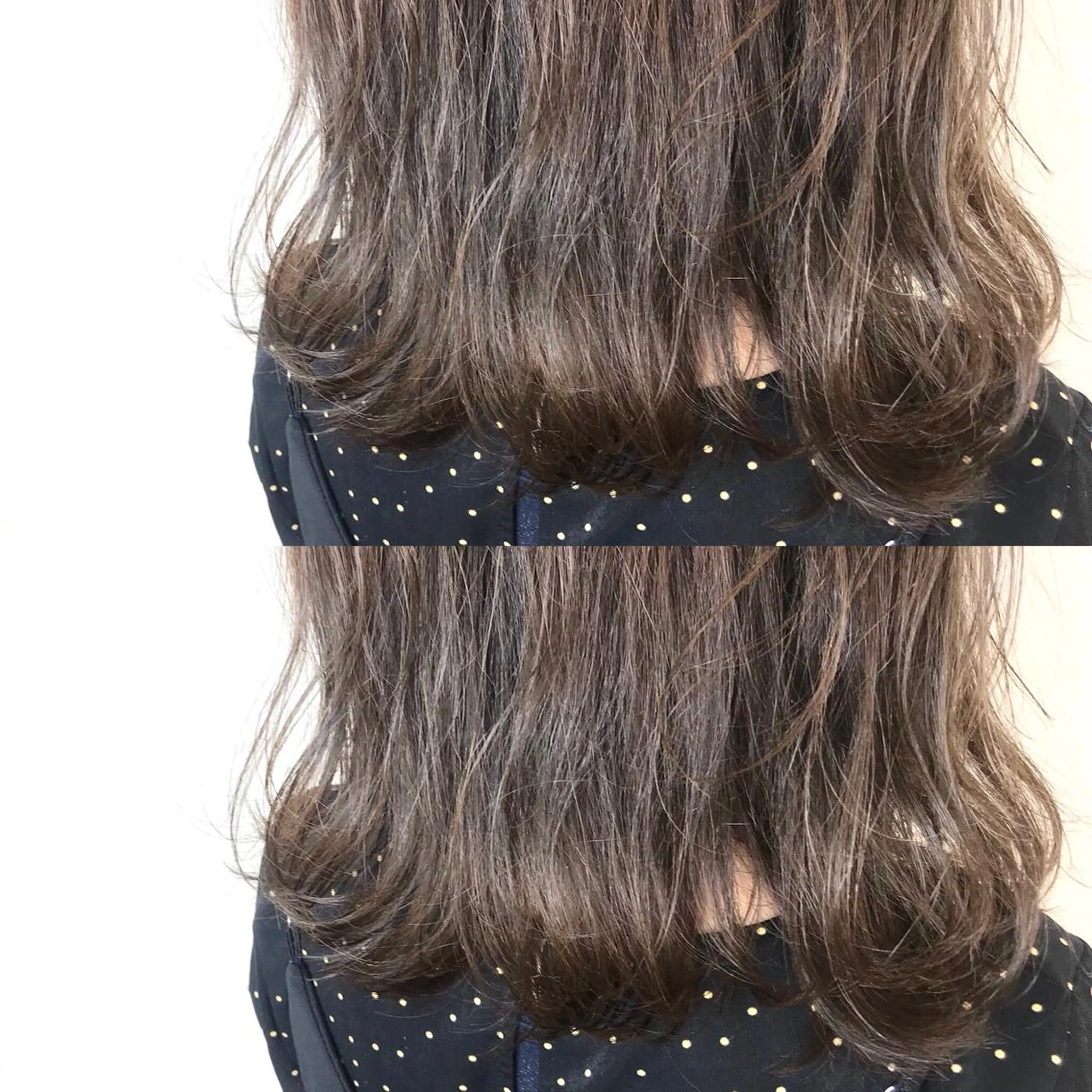 ミディアム カラー グレージュ 韓国レイヤーカット/ ダブルカラーのヘアスタイル