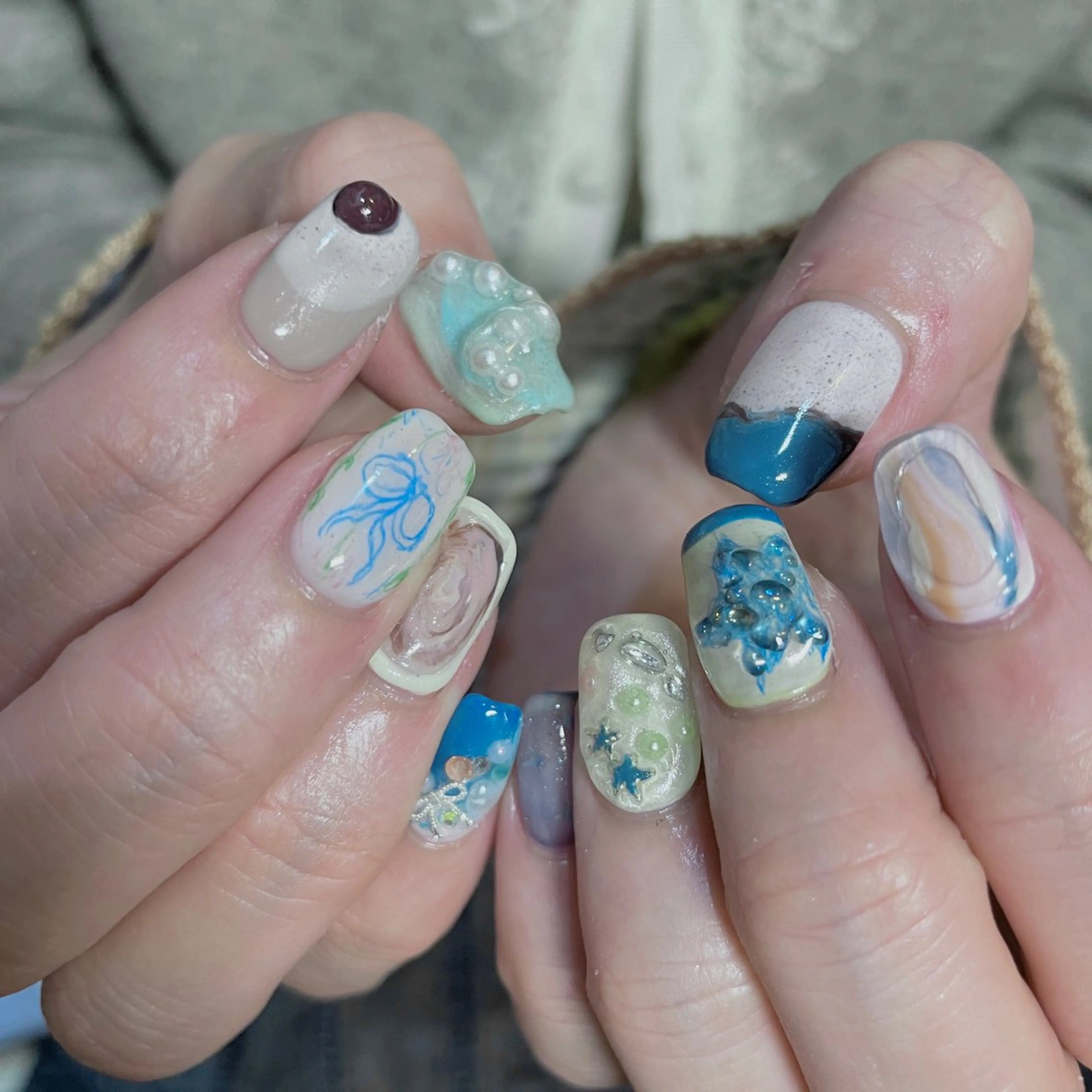 ネイル 持ち込み ニュアンスネイル リボン ハンドネイル acs.n所属・ネイル，耳つぼ 風間すみれのその他イメージ