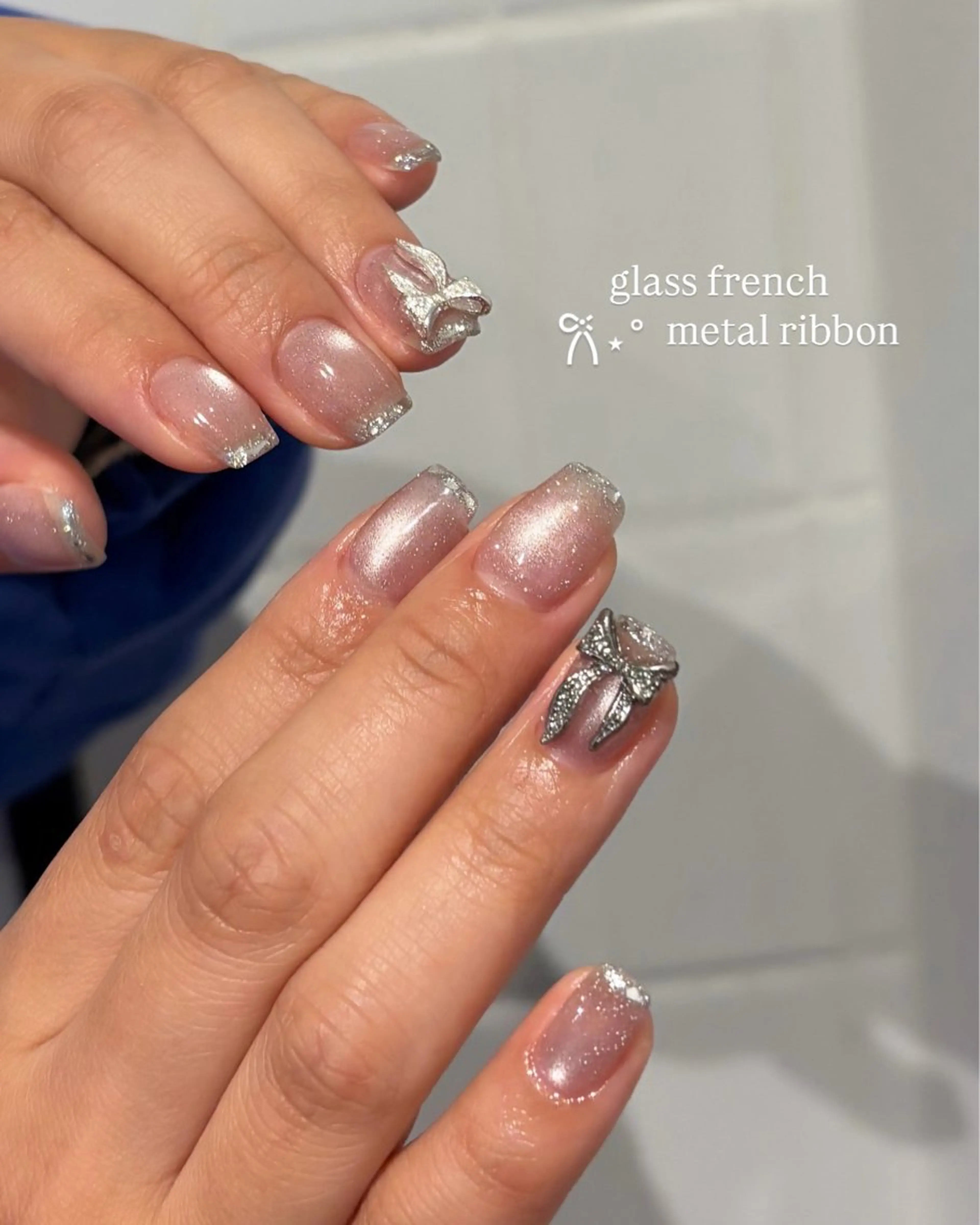 ネイル フラッシュネイル フレンチネイル ガラスフレンチ ハンドネイル Ballie/ Mizukiのネイルデザイン