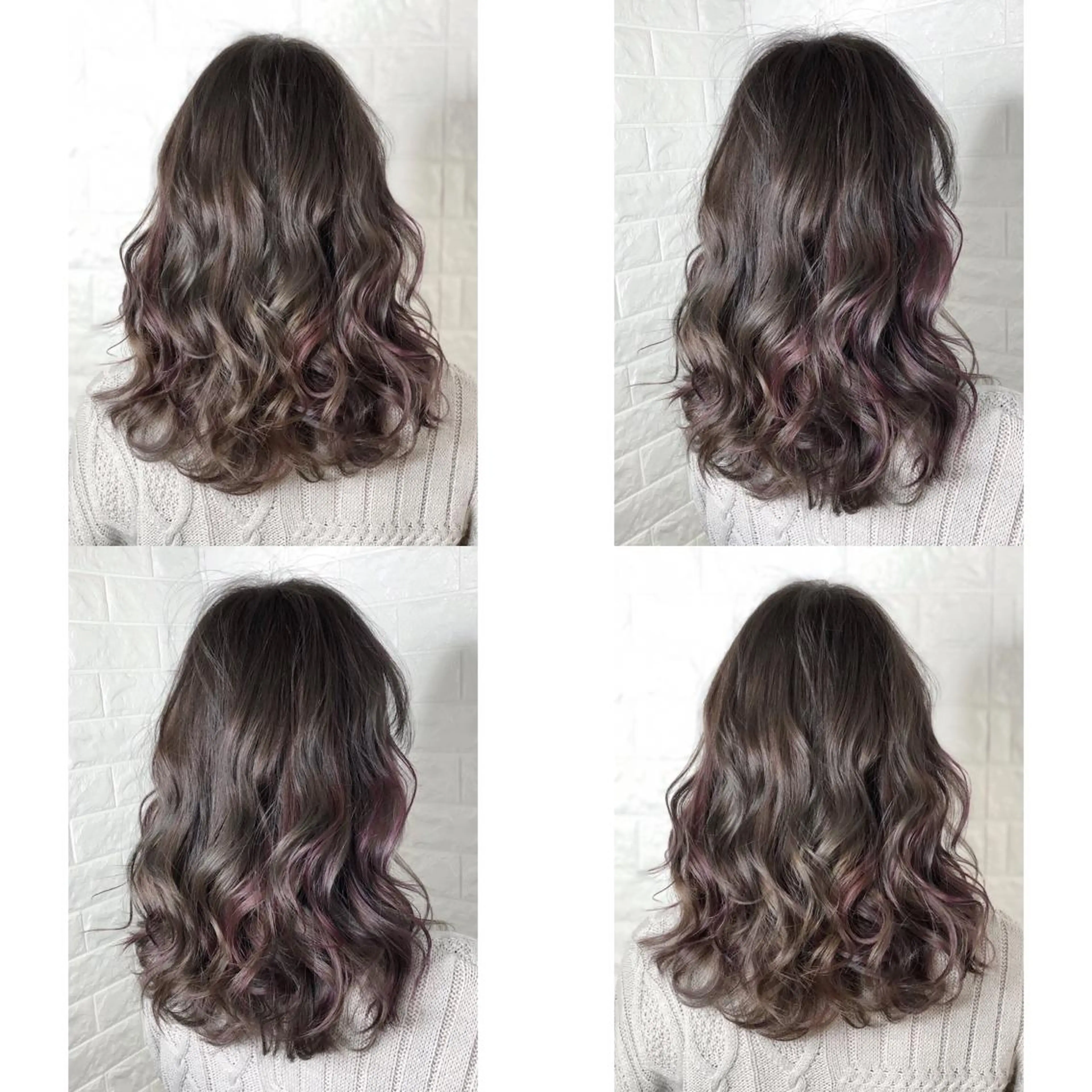 ミディアム カラー バレイヤージュ グレージュ ピンクカラー ユニコーンカラー 外国人風カラー KIZU 髪質改善 オカルト怪談のヘアスタイル