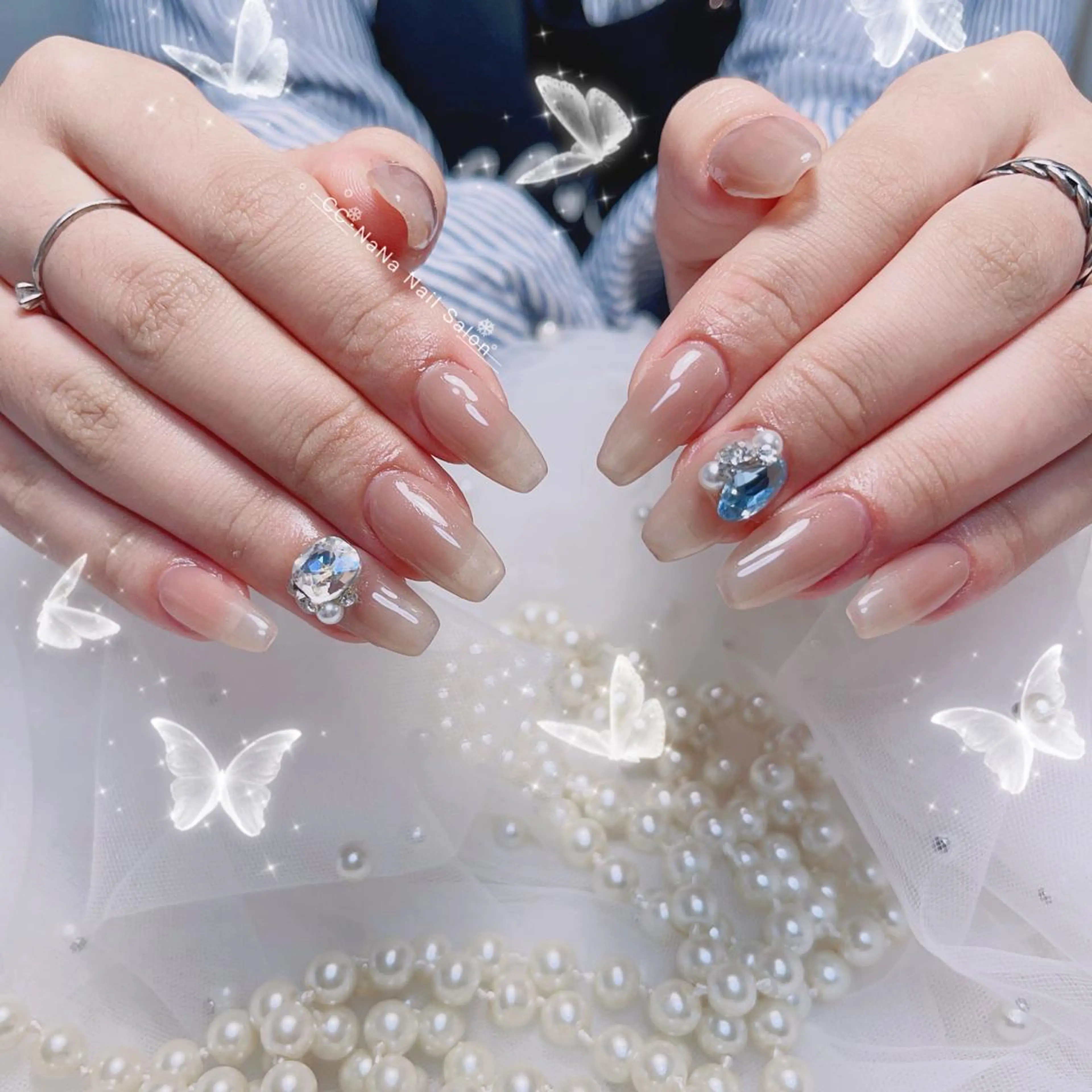 ネイル チークネイル フラッシュネイル ハート キラキラネイル 韓国ネイル ハンドネイル CCNaNaスカルプ 長さだし専門💎Yoのネイルデザイン