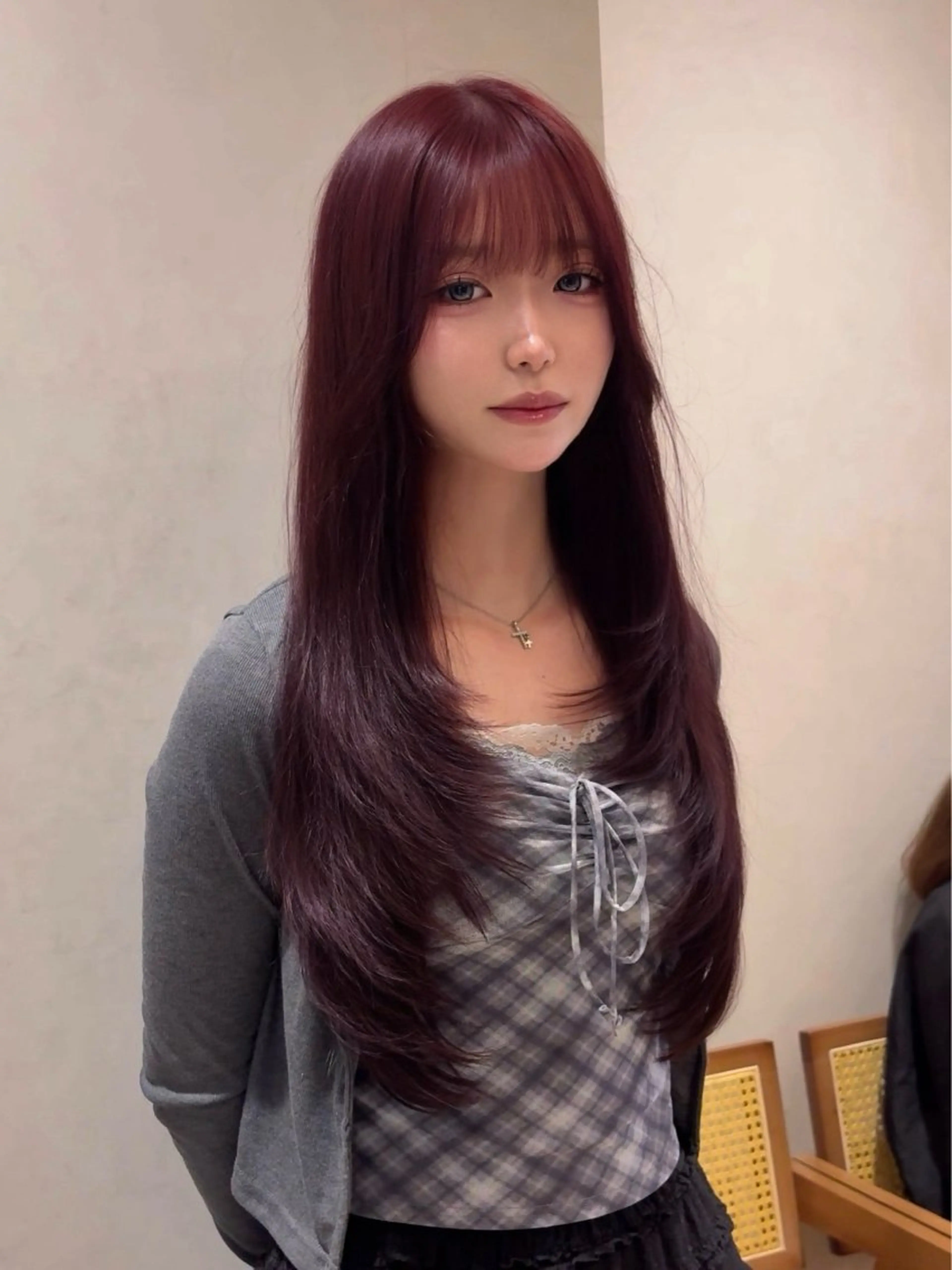 ロング カラー ブリーチ ダブルカラー ラベンダーカラー ブリーチなしカラー ピンクカラー ヘアカラー meby所属・🩵福岡ブリーチなし レイヤー/紫音🩵のヘアスタイル