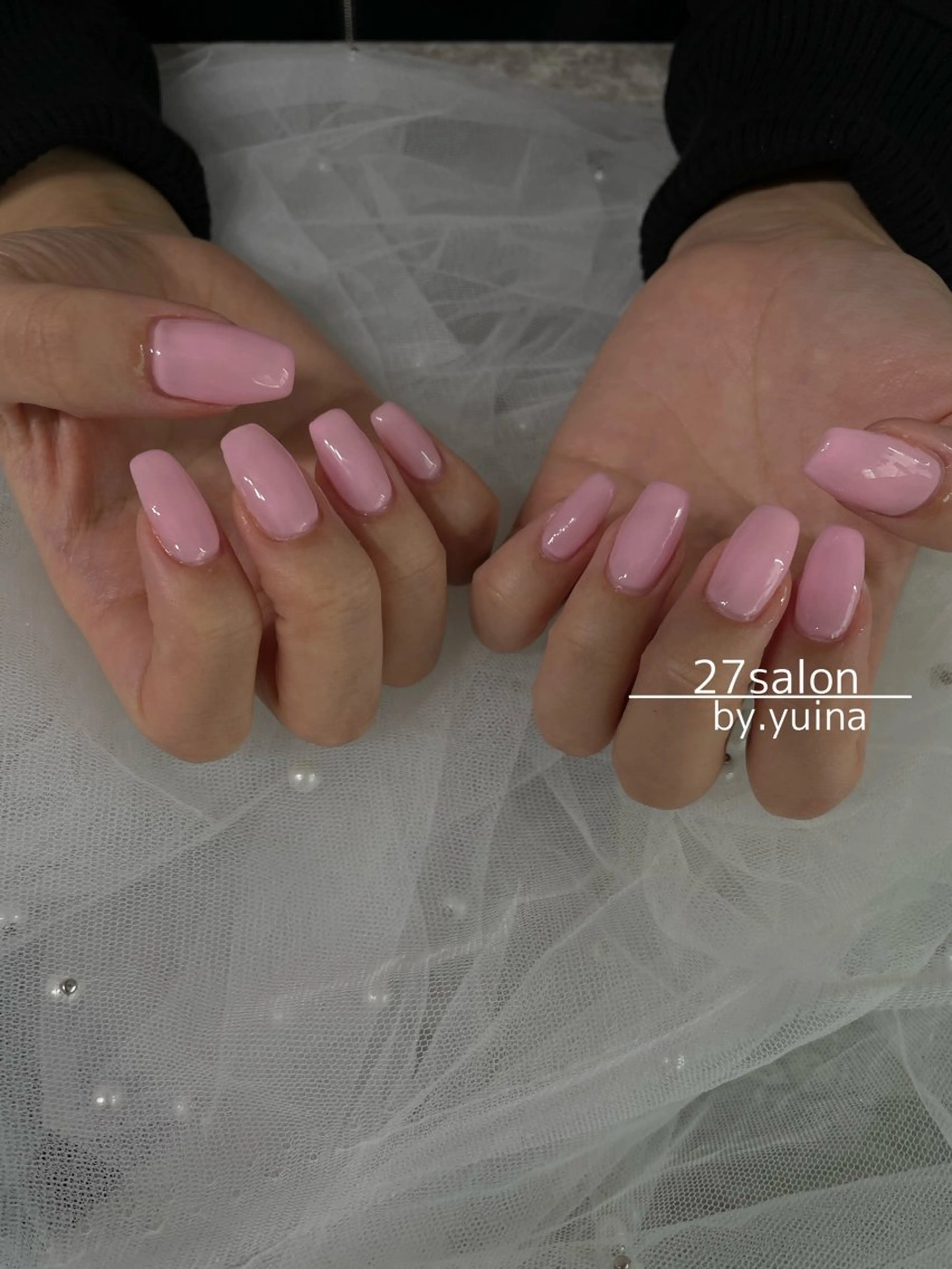 ネイル ワンカラーネイル ピンク ハンドネイル 27salon yuinaのネイルデザイン