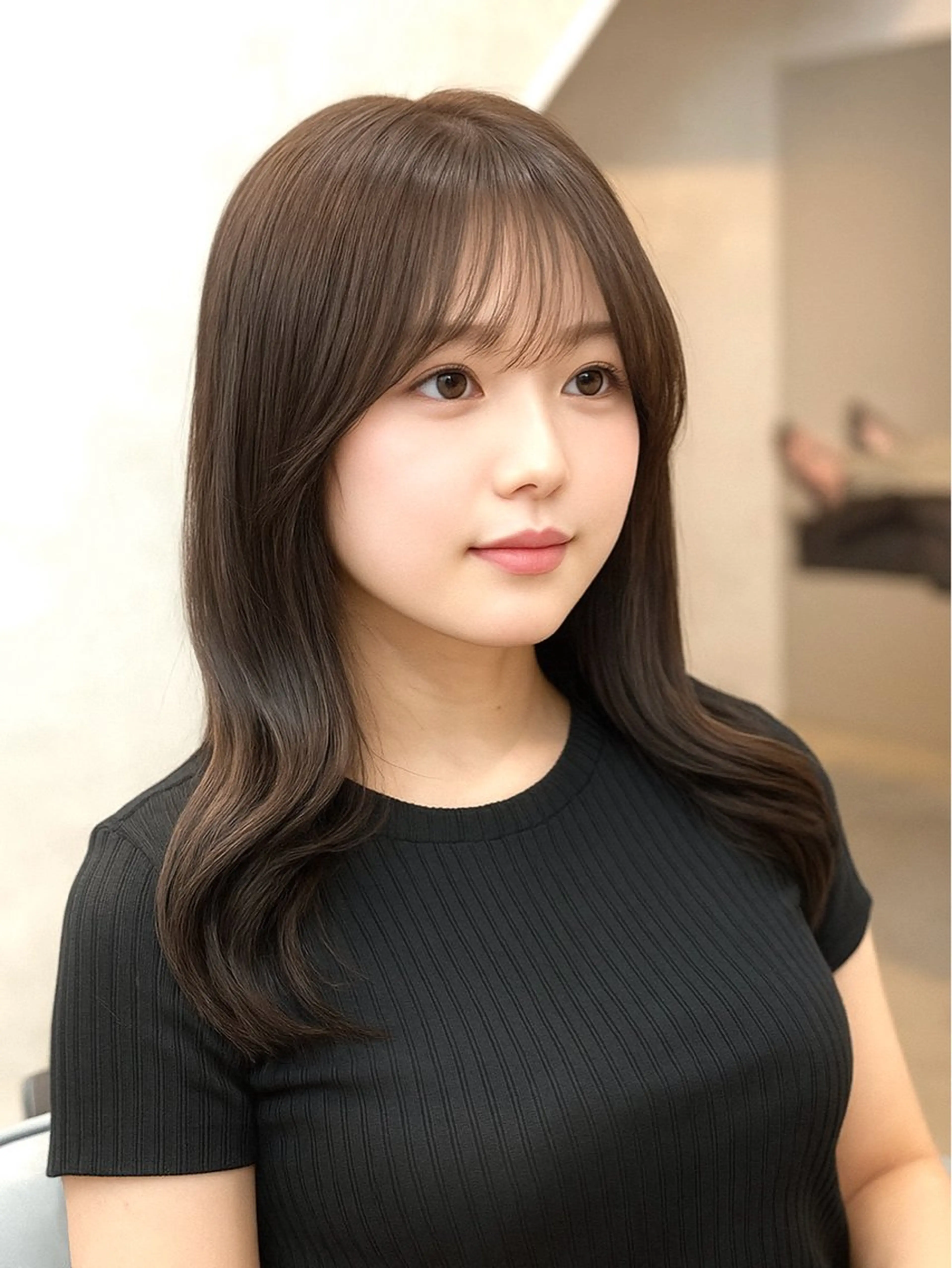 セミロング ヘアカラー トリートメント ✨韓国ヘア✨ レイヤー✂️鎌倉楓麻のヘアスタイル