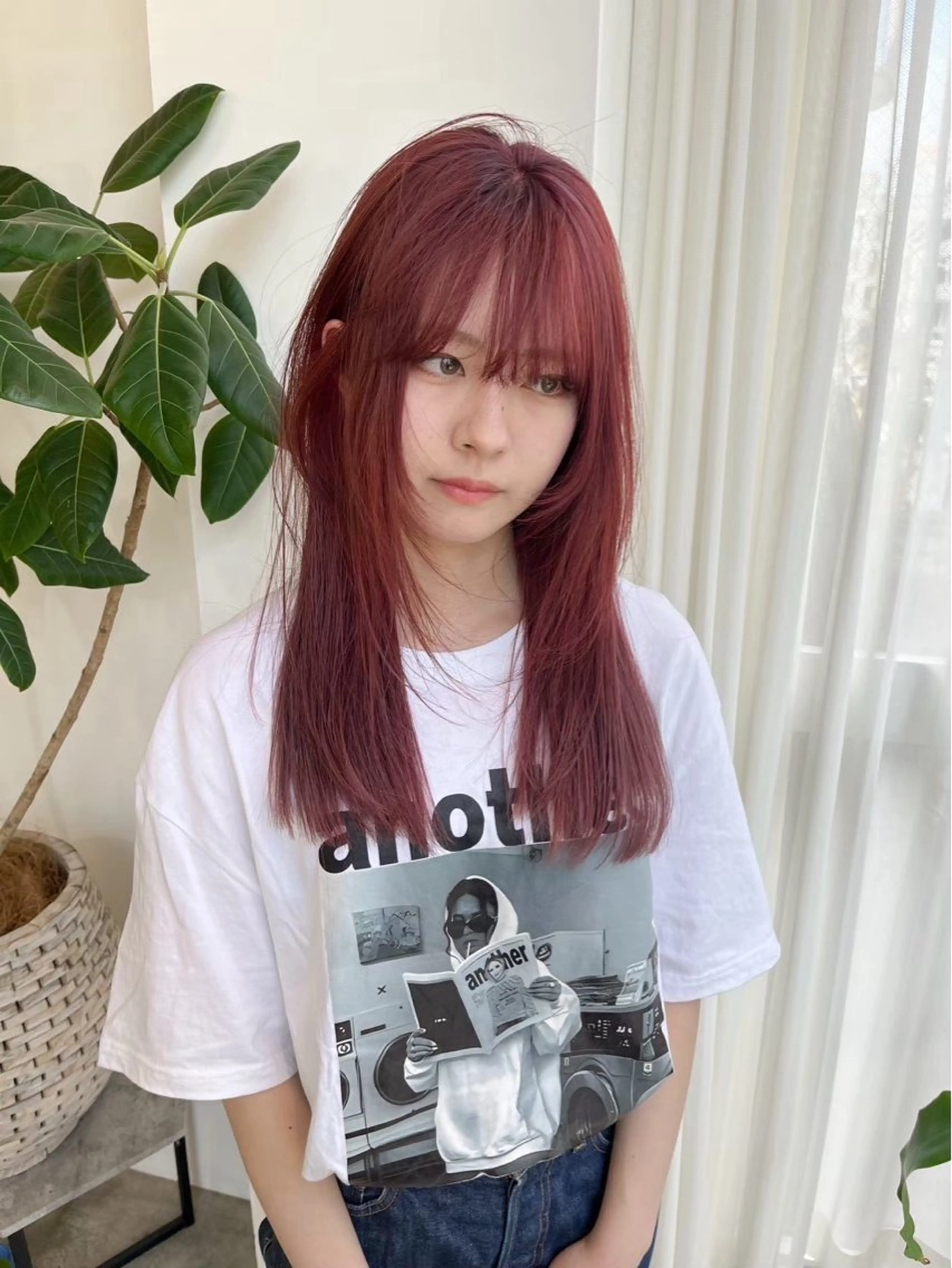 ロング ミストバング レイヤーカット カット ヘアカラー トリートメント ness ネスのヘアスタイル