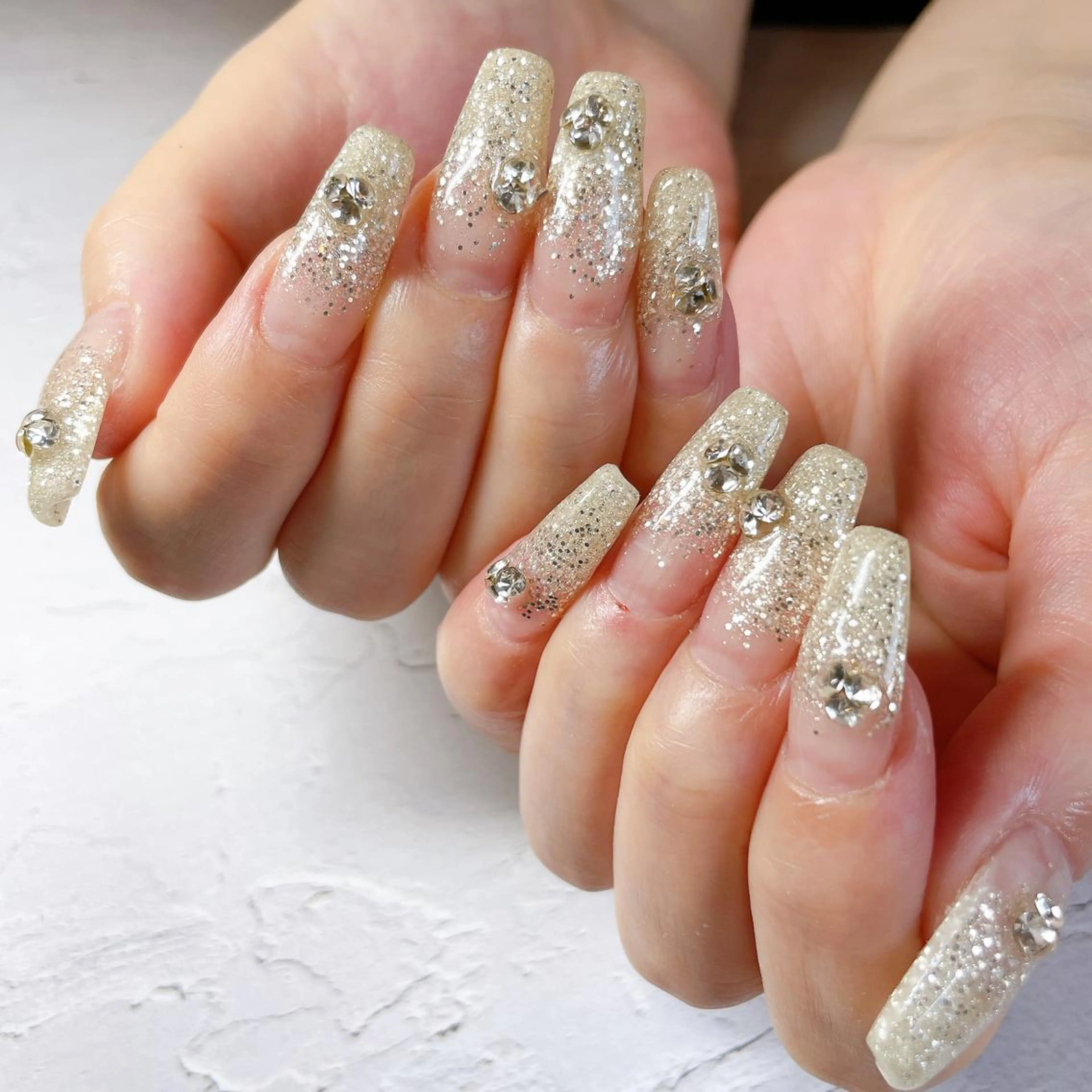 ネイル アートネイル 長さ出し グラデーション キラキラネイル ラメ(グリッター) ハンドネイル LaLa Peach 福岡のマツエク・マツパデザイン