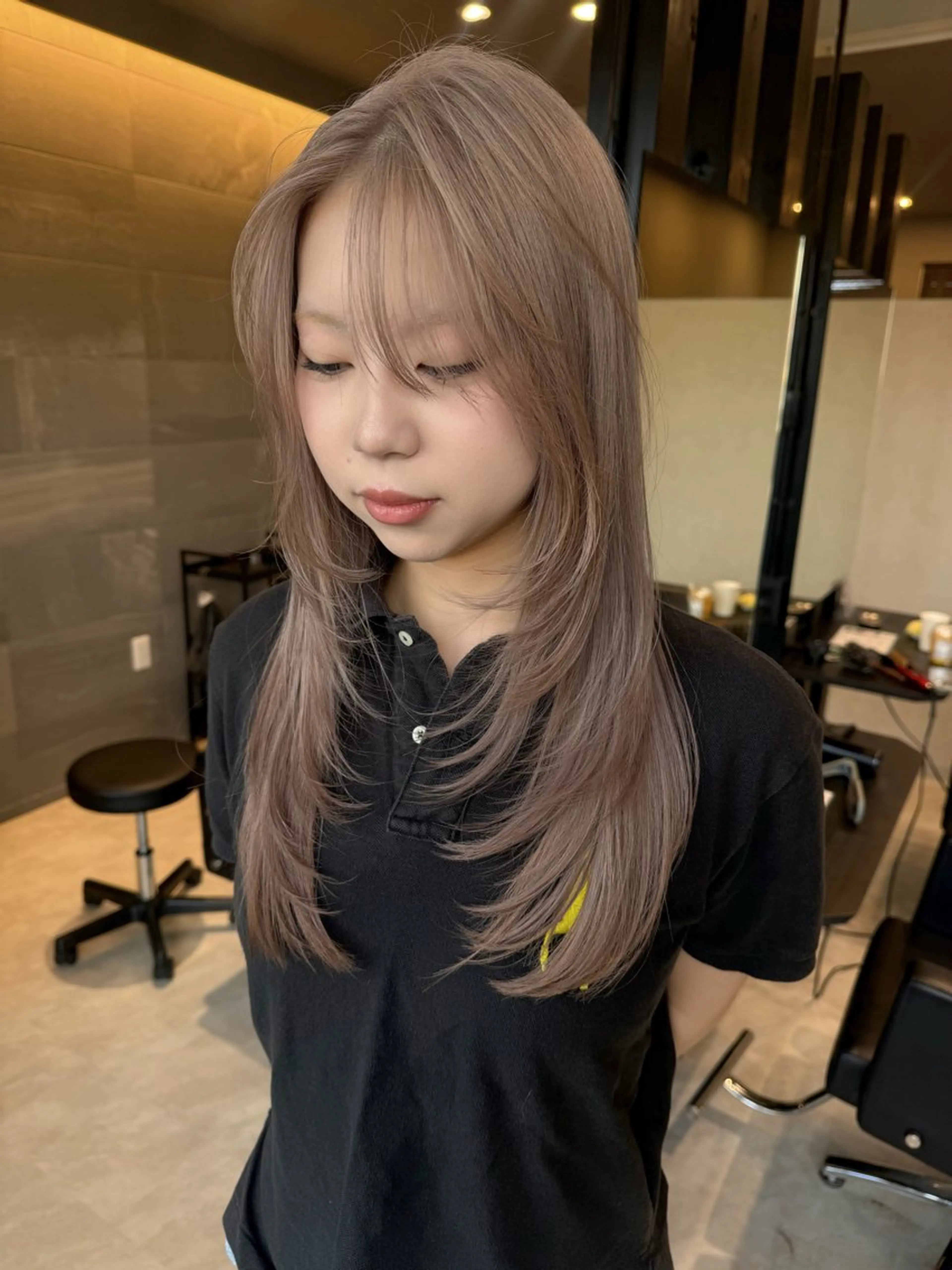 ロング カラー グレージュ ヘアカラー 透明カラー/レイヤー misaki °＊のヘアスタイル