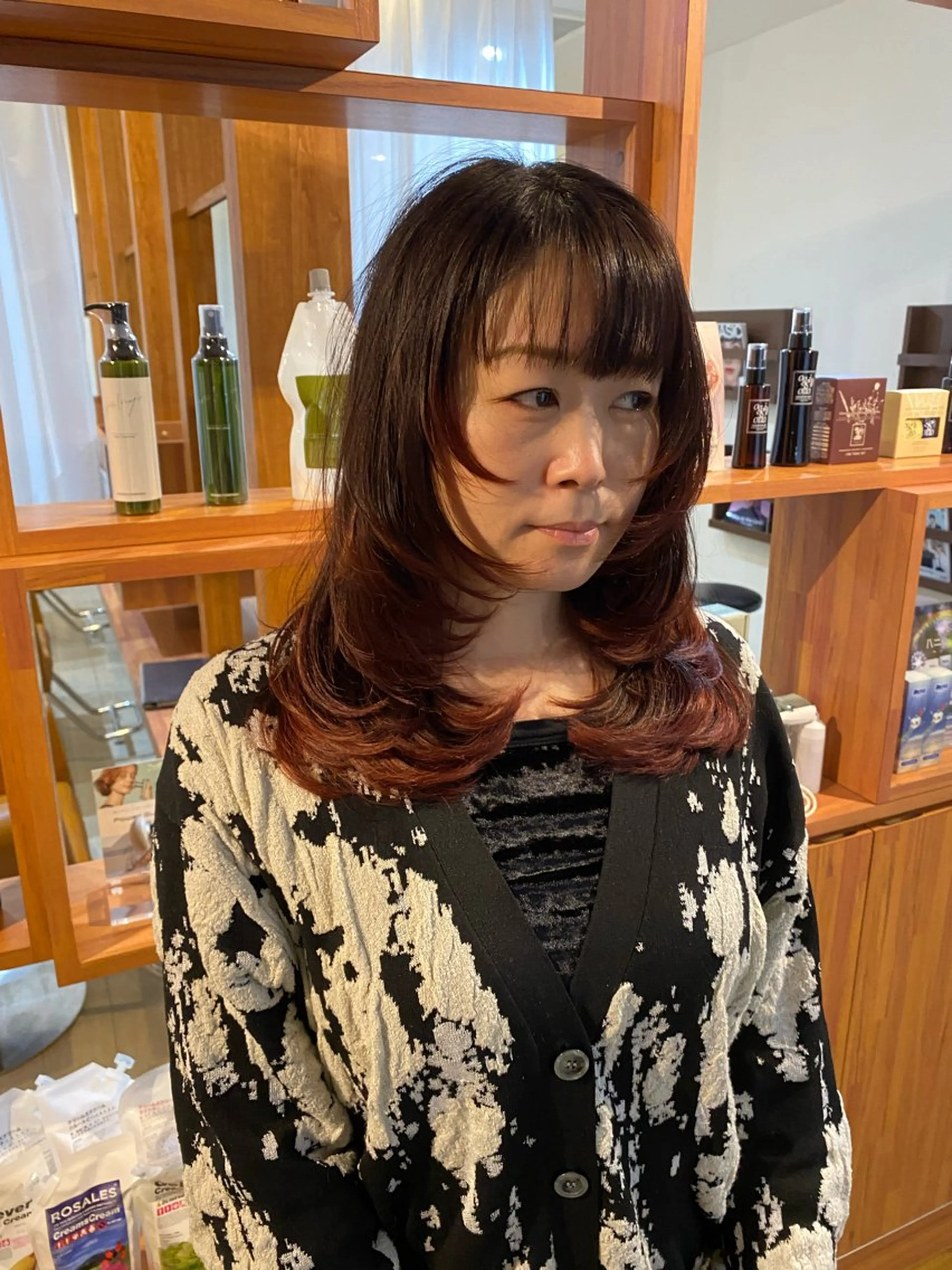 セミロング カラー 外国人風カラー レイヤーカット カット ヘアカラー トリートメント 縮毛矯正とレイヤー /杉村凜汰郎のヘアスタイル