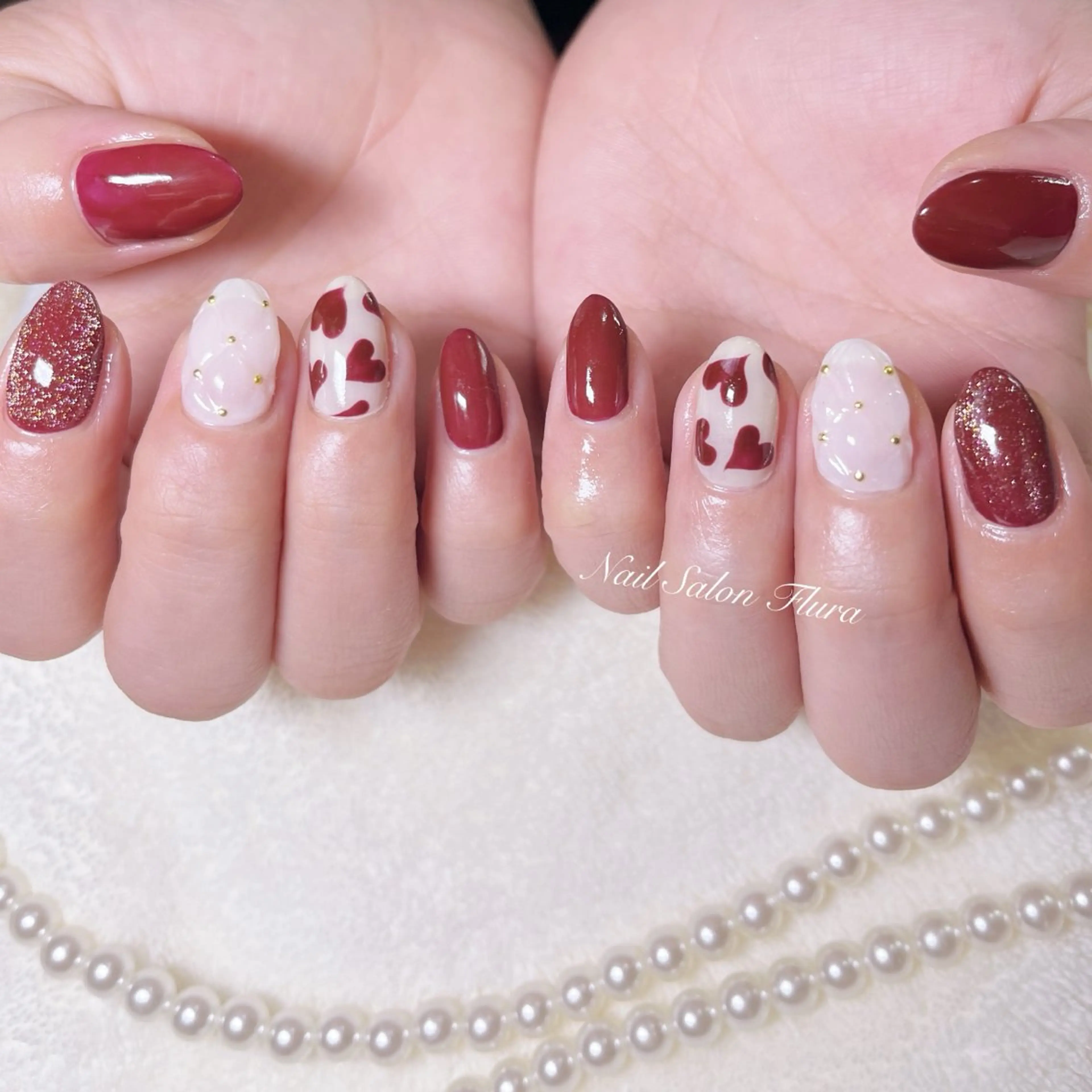 ネイル ハート バレンタイン NAILSALON Flura所属・NailSalon Fluraのネイルデザイン