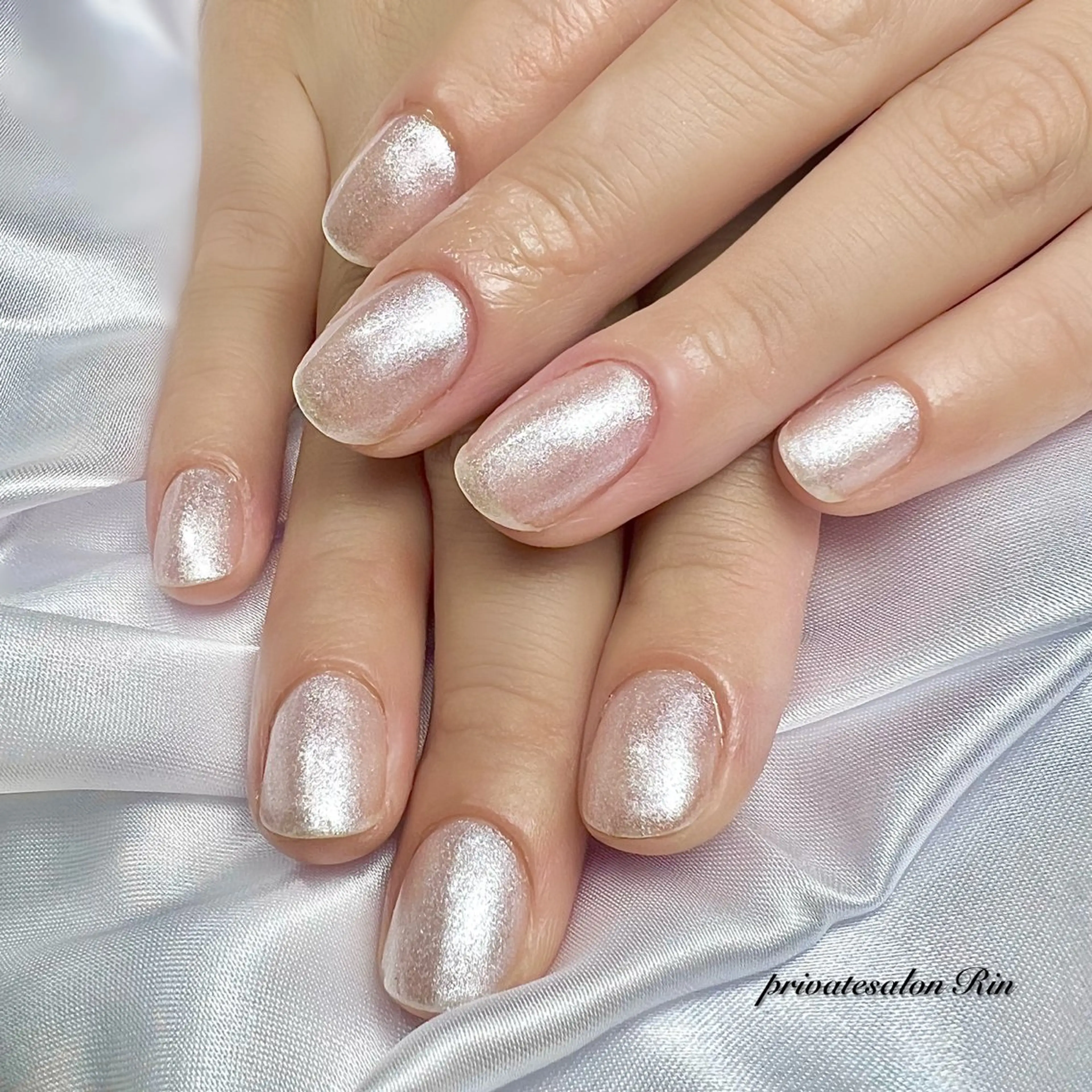 ネイル ラメ(グリッター) ホワイト ハンドネイル private salon Rinのネイルデザイン